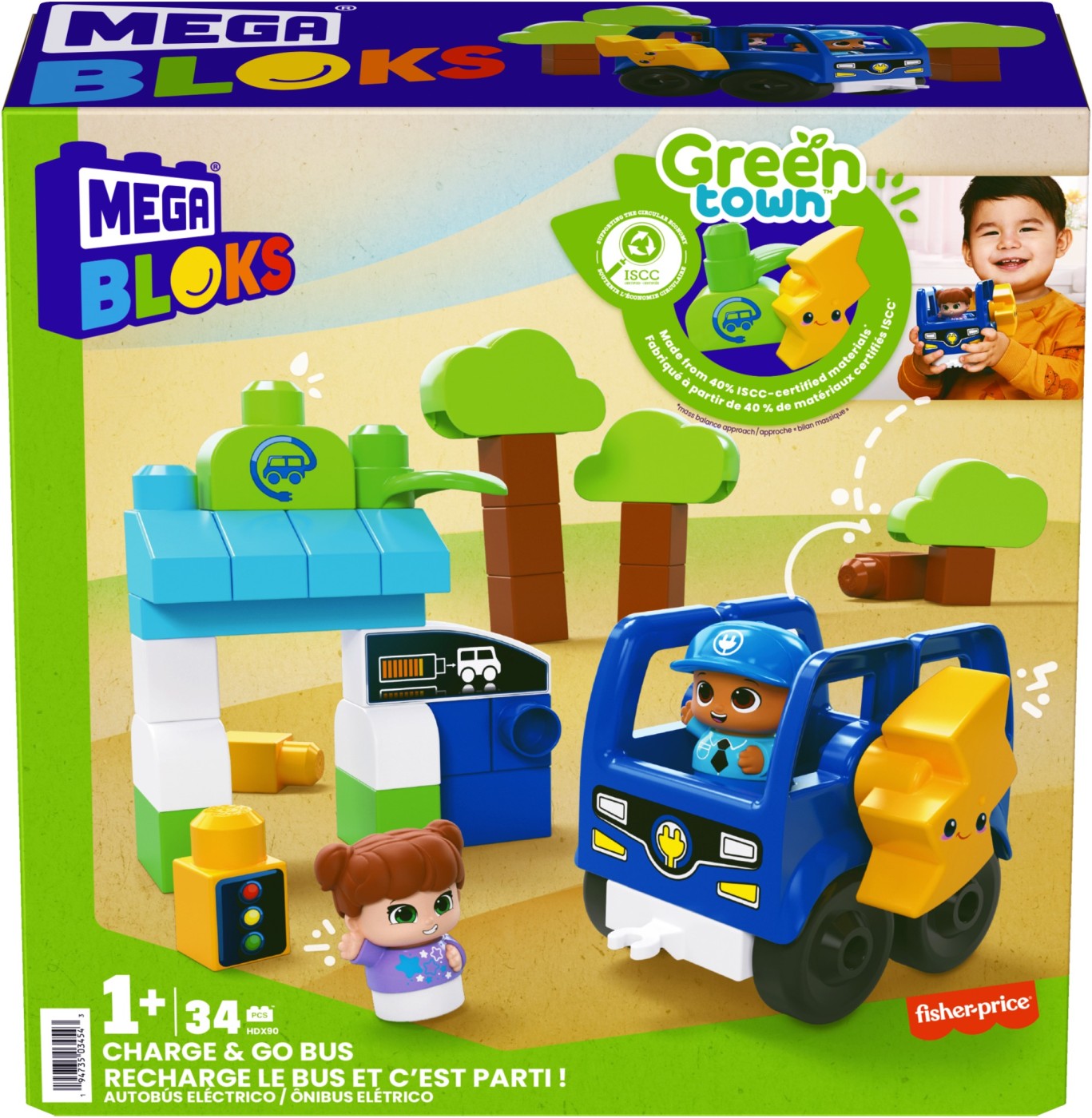 Set construcție Mega Bloks Green Town Autobuz electric, 34 piese
