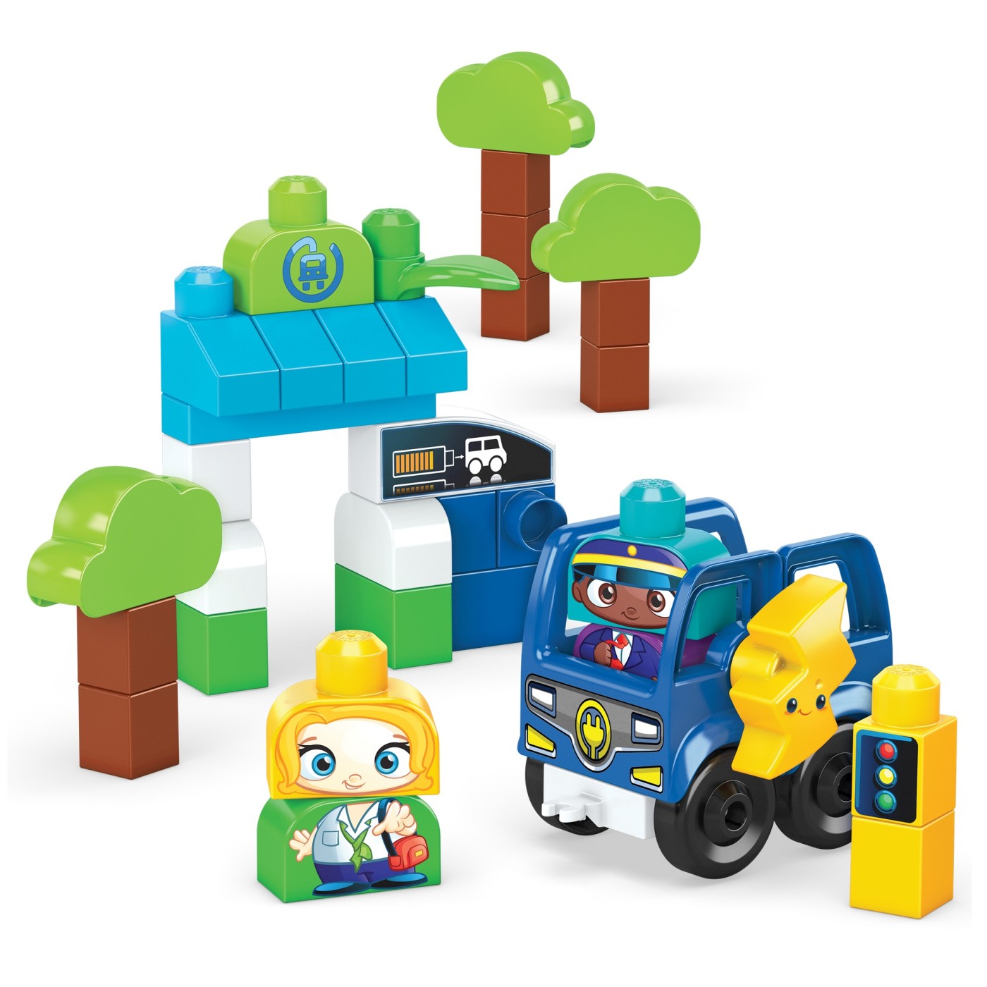 Set construcție Mega Bloks Green Town Autobuz electric, 34 piese