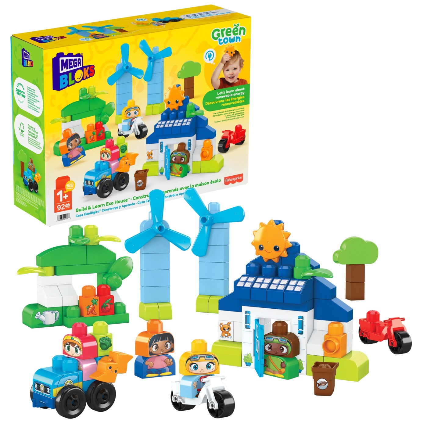 Set construcție Mega Bloks Green Town Casa Eco, 92 piese, 1+ ani