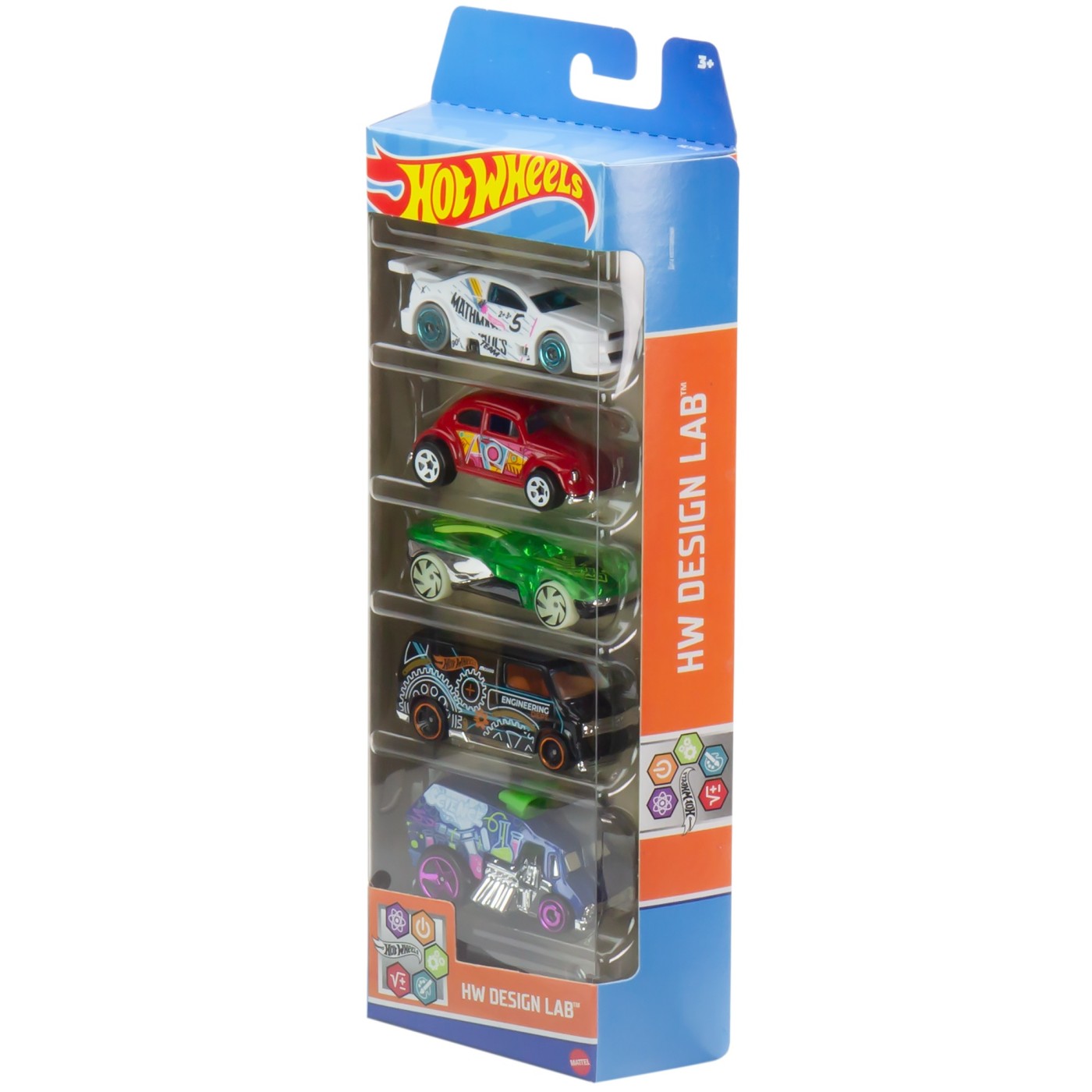 Set 5 mașinuțe Hot Wheels Design Lab, multicolor, 3+ ani