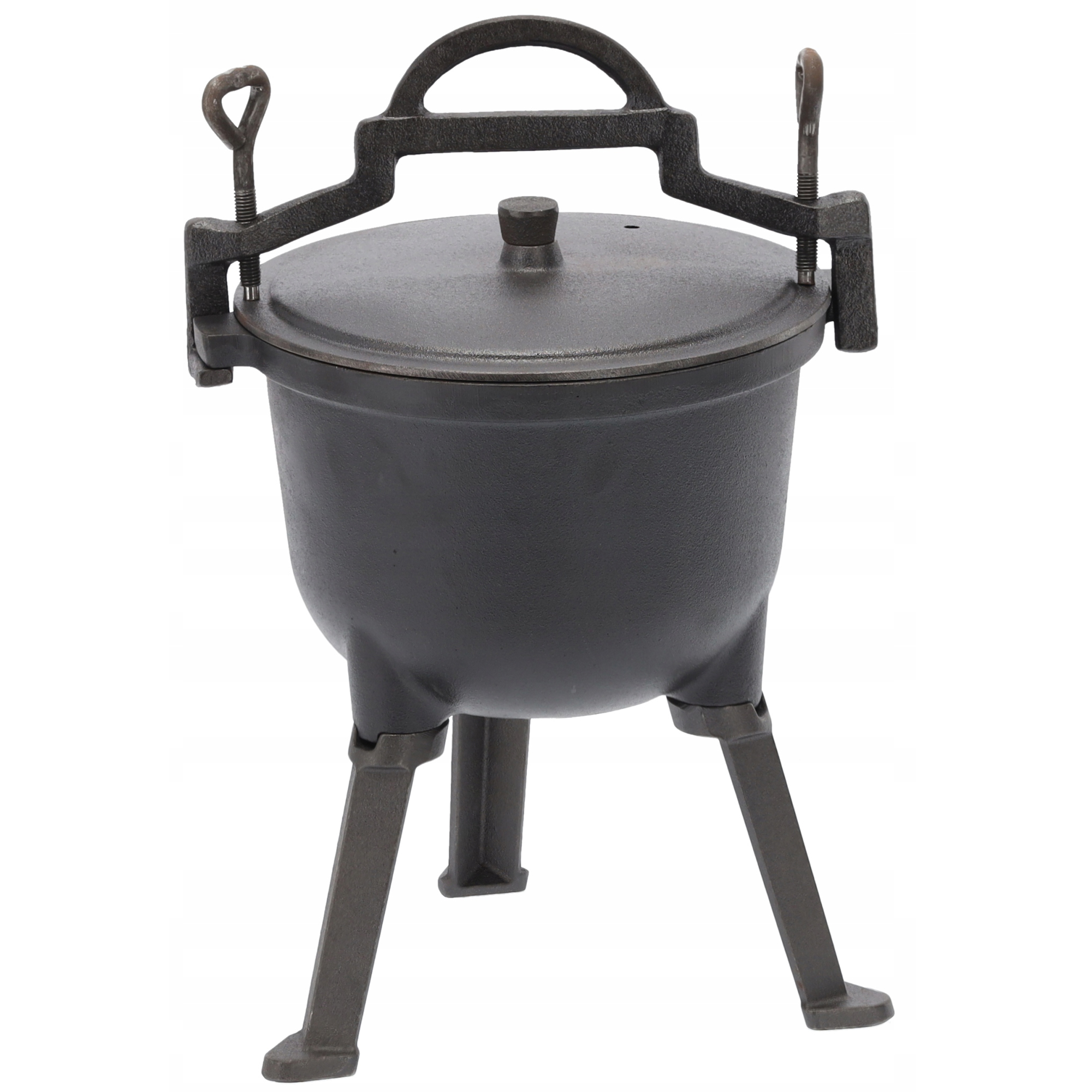 Ceaun vanatoresc din fonta, cu capac si picioare pentru gatit in aer liber, 5L, 25x42 cm, negru Household NewTrend