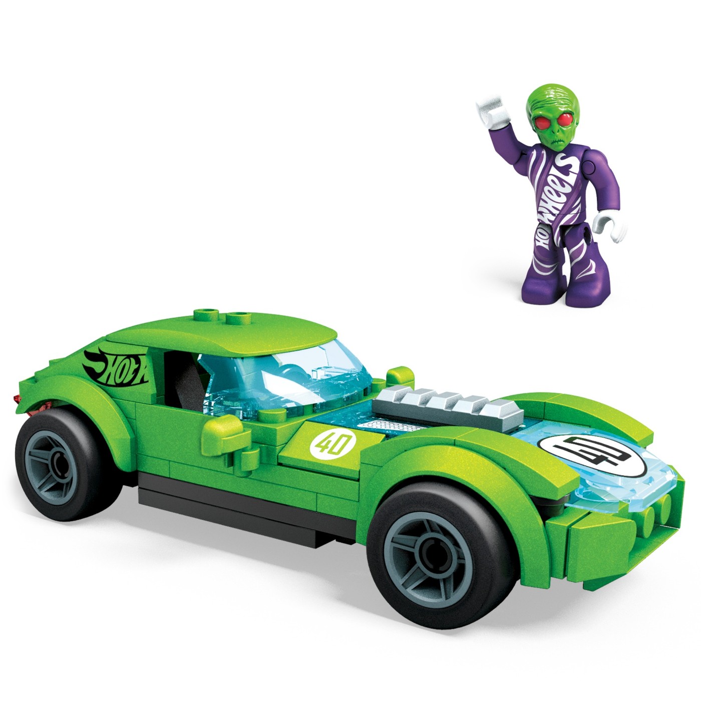 Masinuta construibila Hot Wheels HW40 cu microfigurina, 90 piese