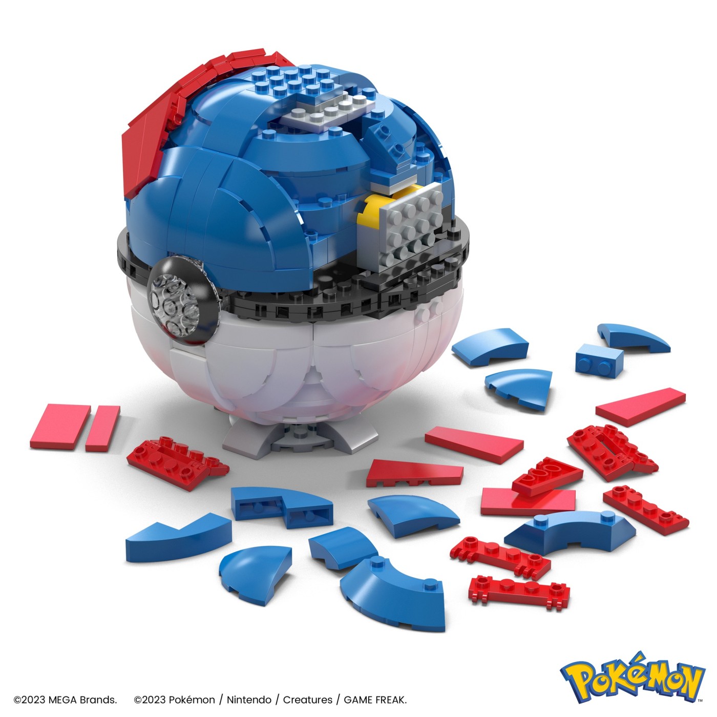 Set de constructie Pokemon Mega Construx Great Ball Jumbo cu lumini
