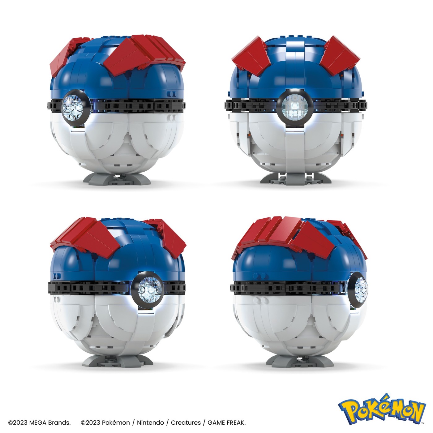 Set de constructie Pokemon Mega Construx Great Ball Jumbo cu lumini