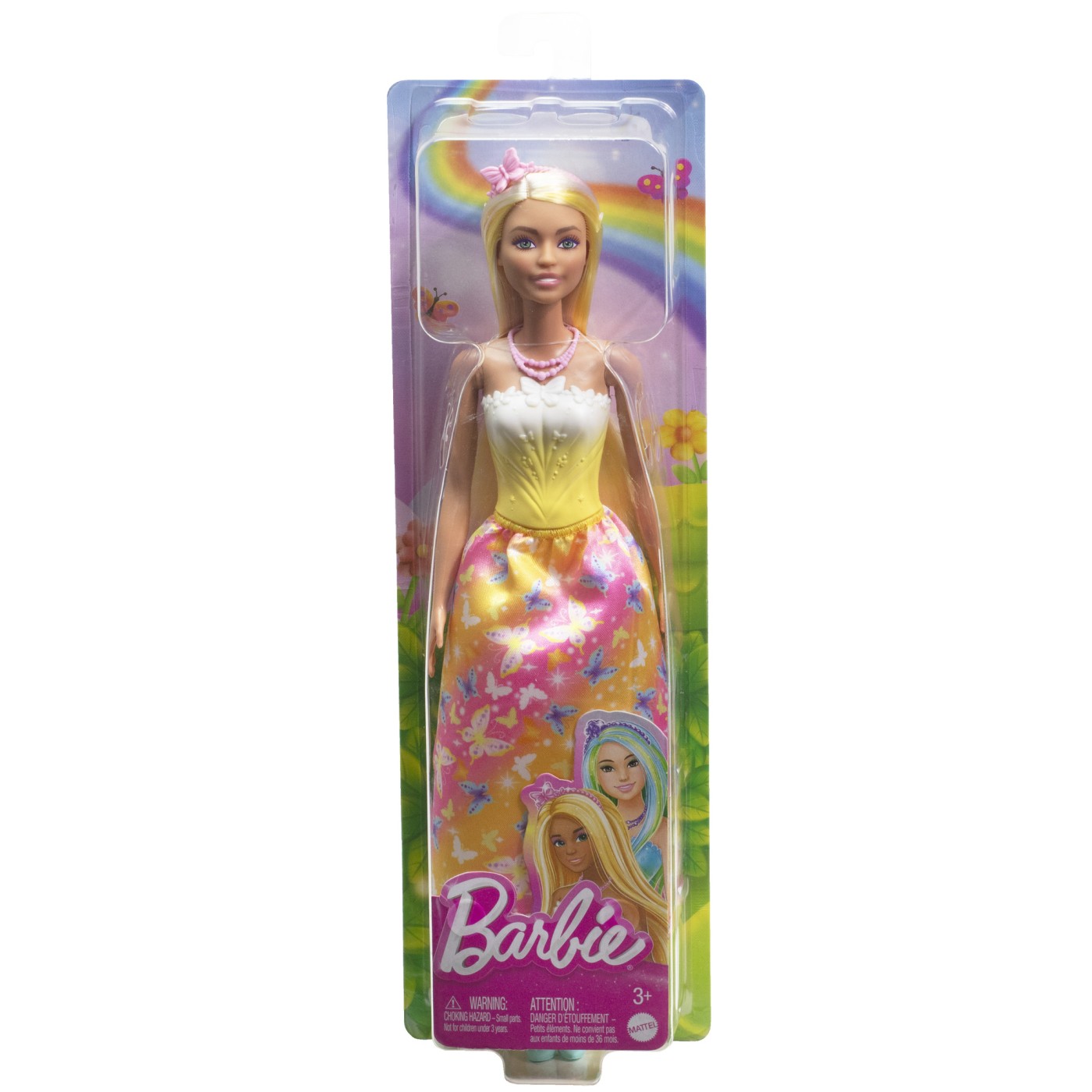 Păpușă Barbie blondă cu rochie galbenă și accesorii Mattel