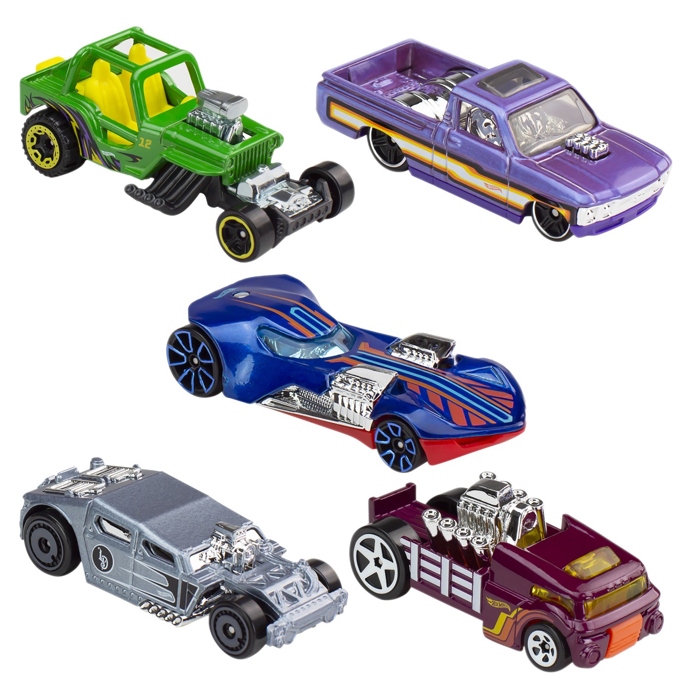 Set 5 masinute Hot Wheels Exposed Engines, multicolor, 3 ani+
