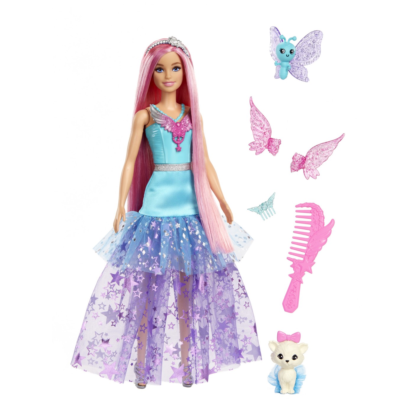 Papusa Barbie Zana A Touch of Magic cu accesorii si animale fantastice