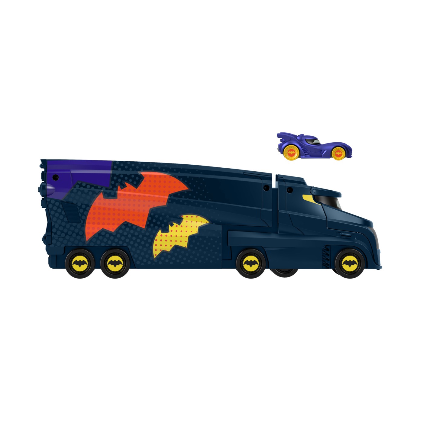 Camion transportor Fisher-Price Batwheels Bat-Big Rig cu rampa, 3+ ani