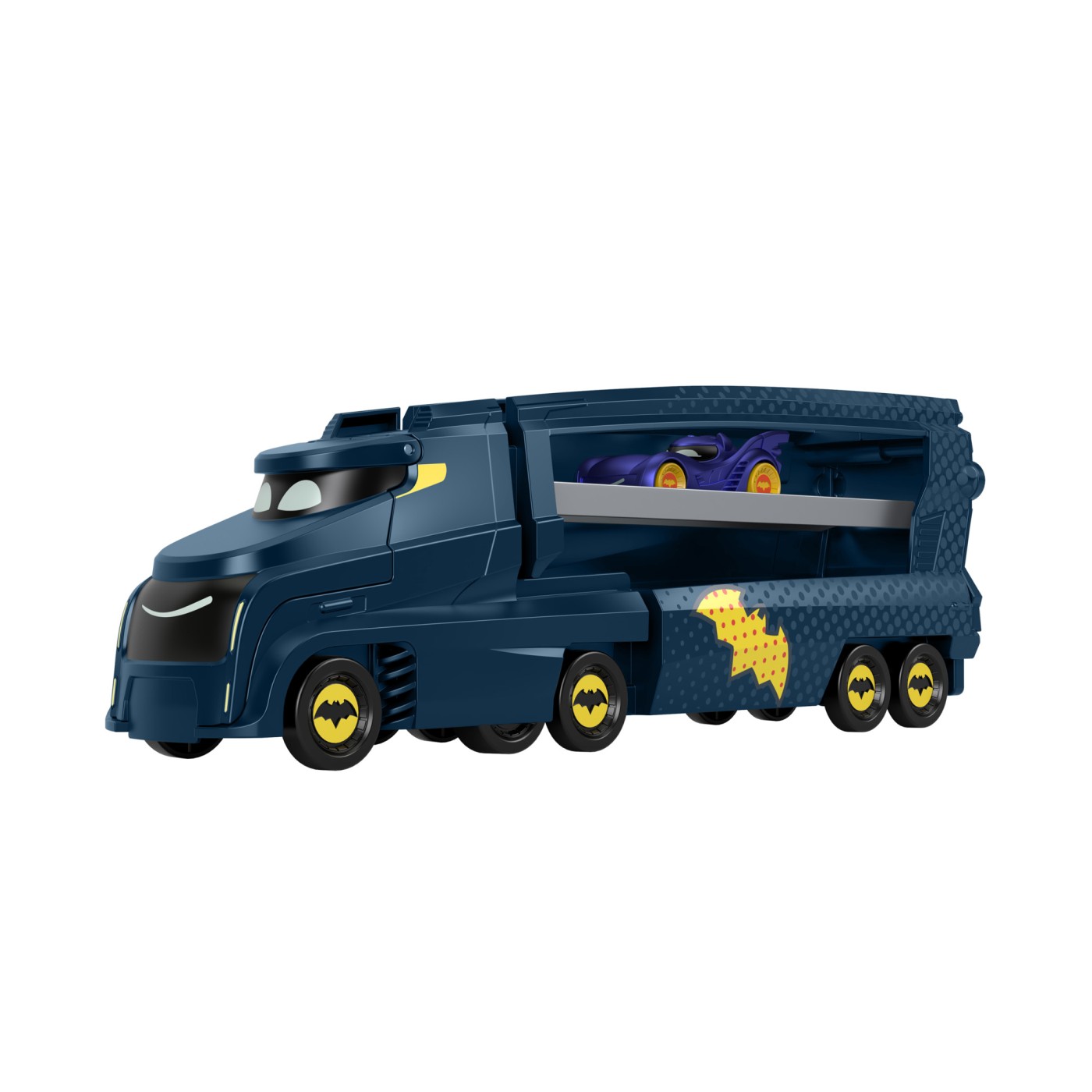 Camion transportor Fisher-Price Batwheels Bat-Big Rig cu rampa, 3+ ani