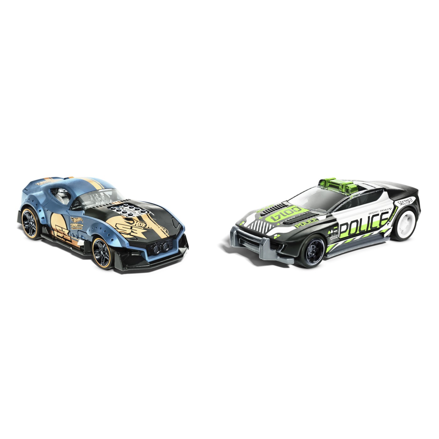 Set 2 mașinuțe metalice Hot Wheels Pull Back Muscle and Blown & Alpha Pursuit 1:43