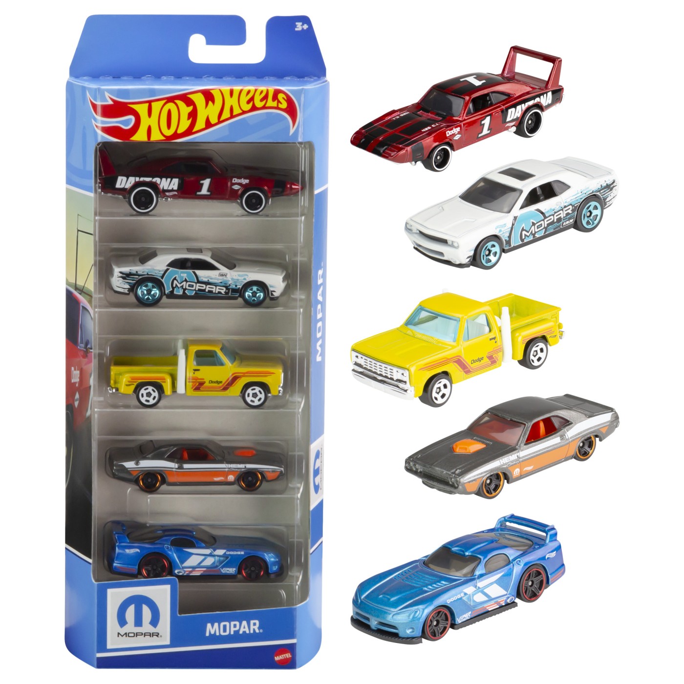 Set 5 mașinuțe Hot Wheels Mopar Mattel, multicolor, 3+ ani