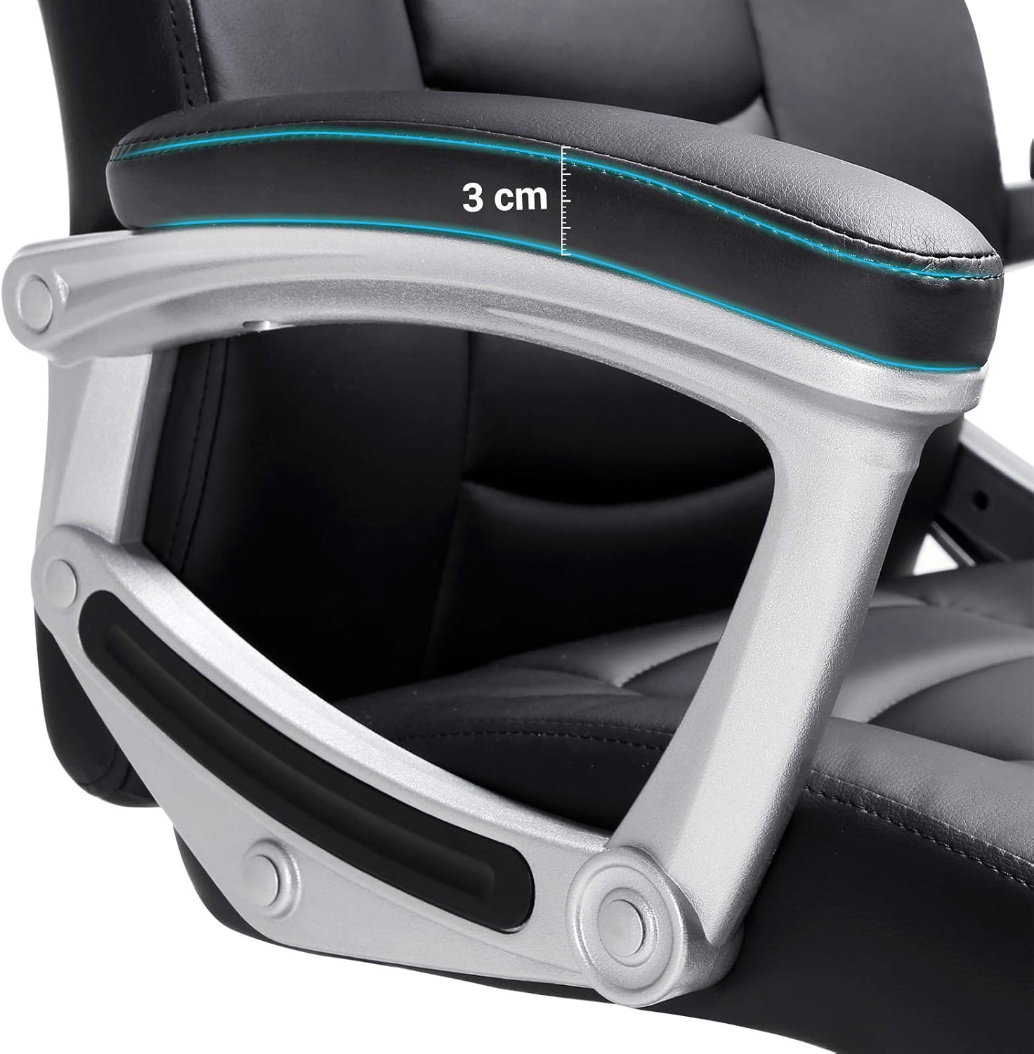 SONGMICS Scaun ergonomic de birou reglabil pe inaltime, piele ecologica, maxim 150 kg, 53x54x115 cm, negru Household NewTrend