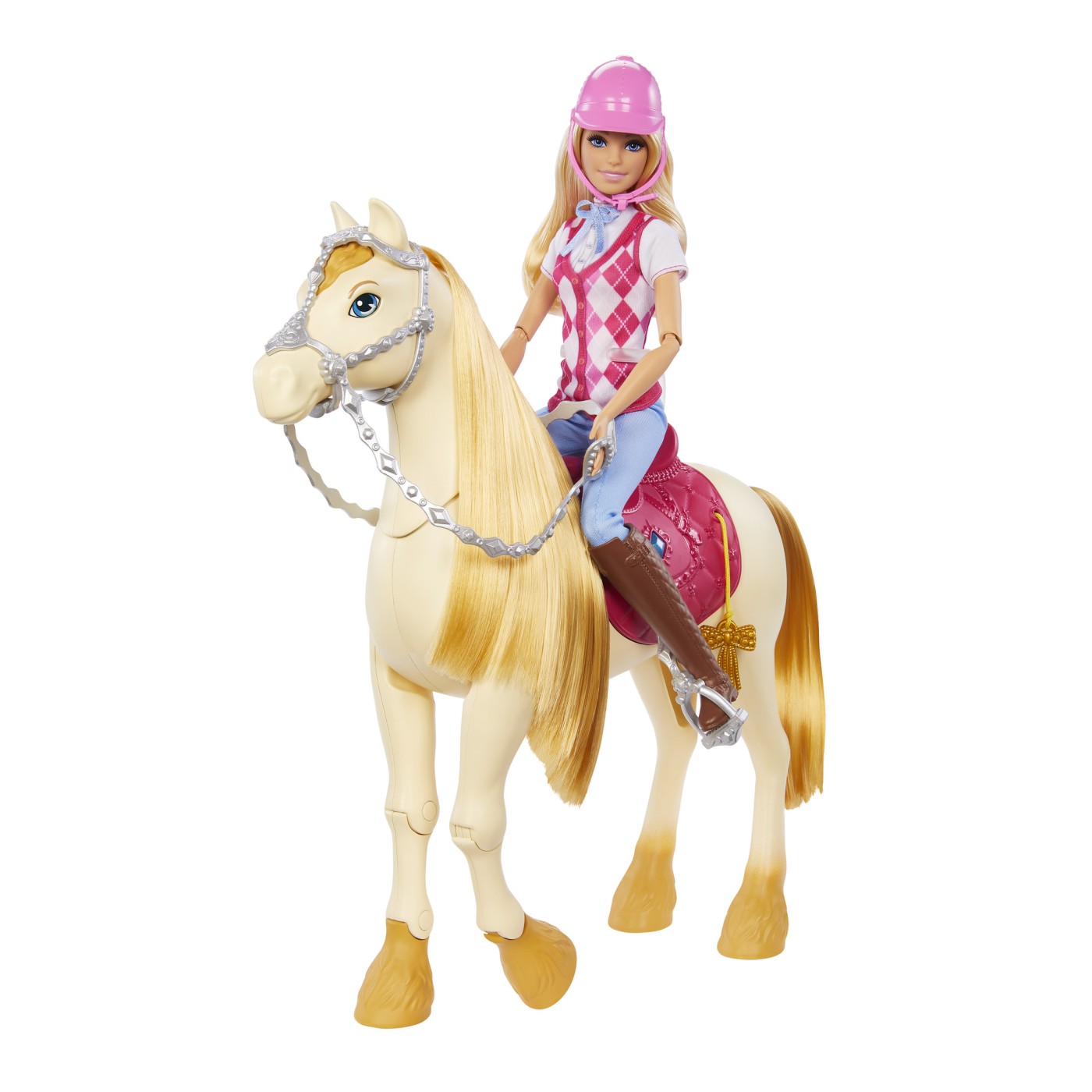 Papusa Barbie Mysteries Malibu cu tinuta de calarie si accesorii