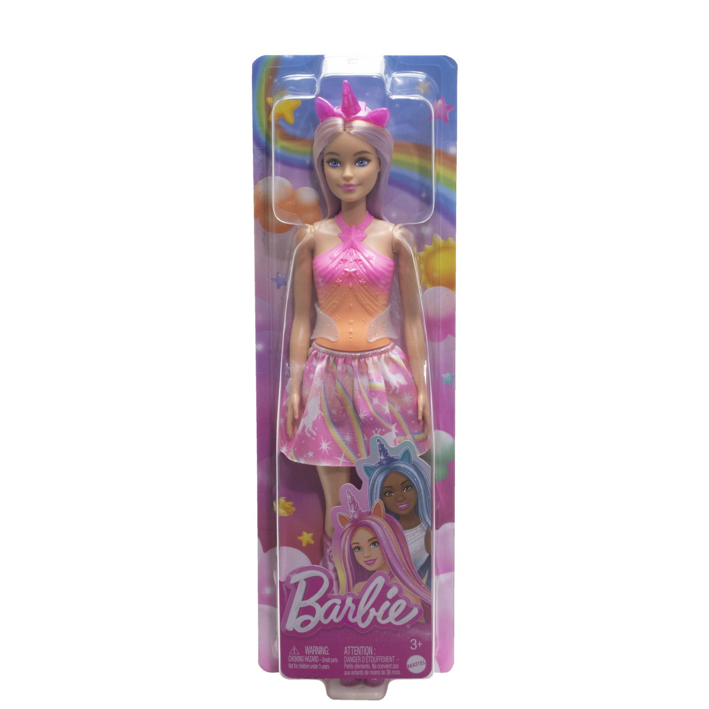 Păpușă Barbie unicorn cu accesorii magice și ținută pastelată