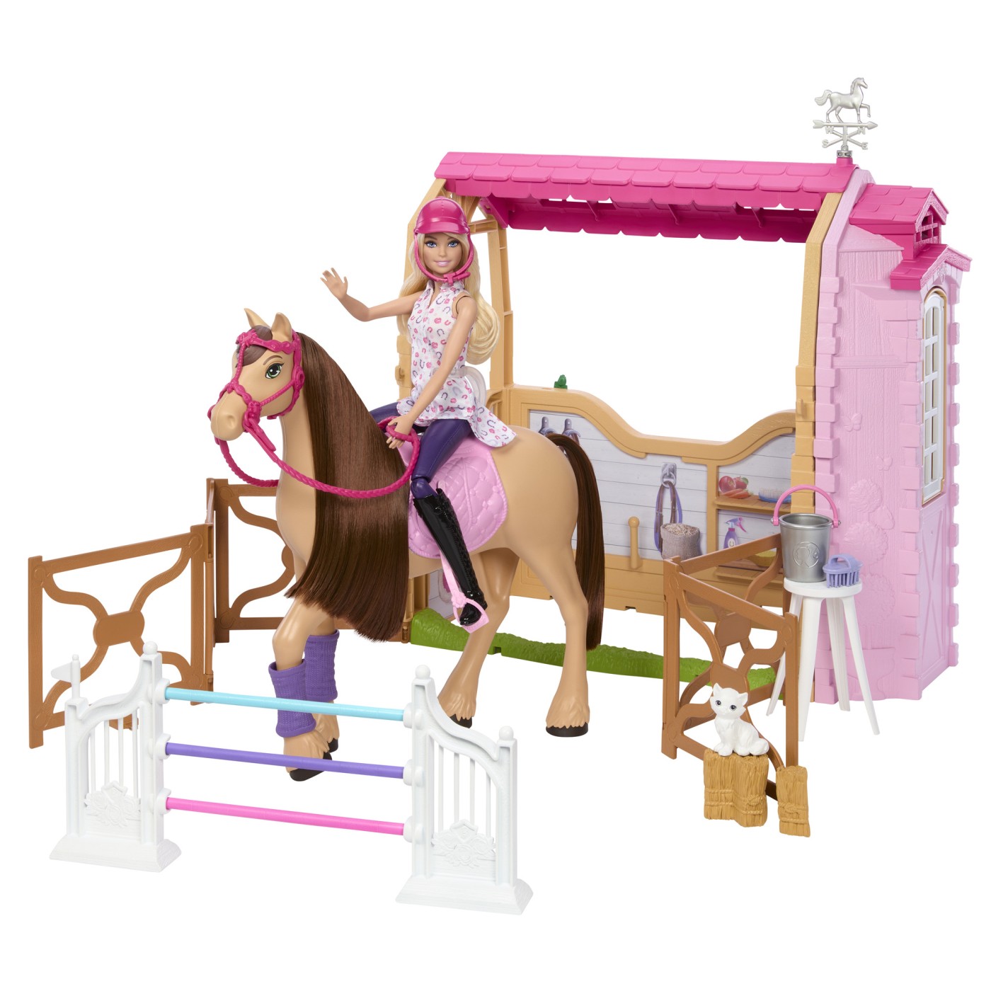 Set grajd Barbie Mysteries cu papusa, cal si 25+ accesorii