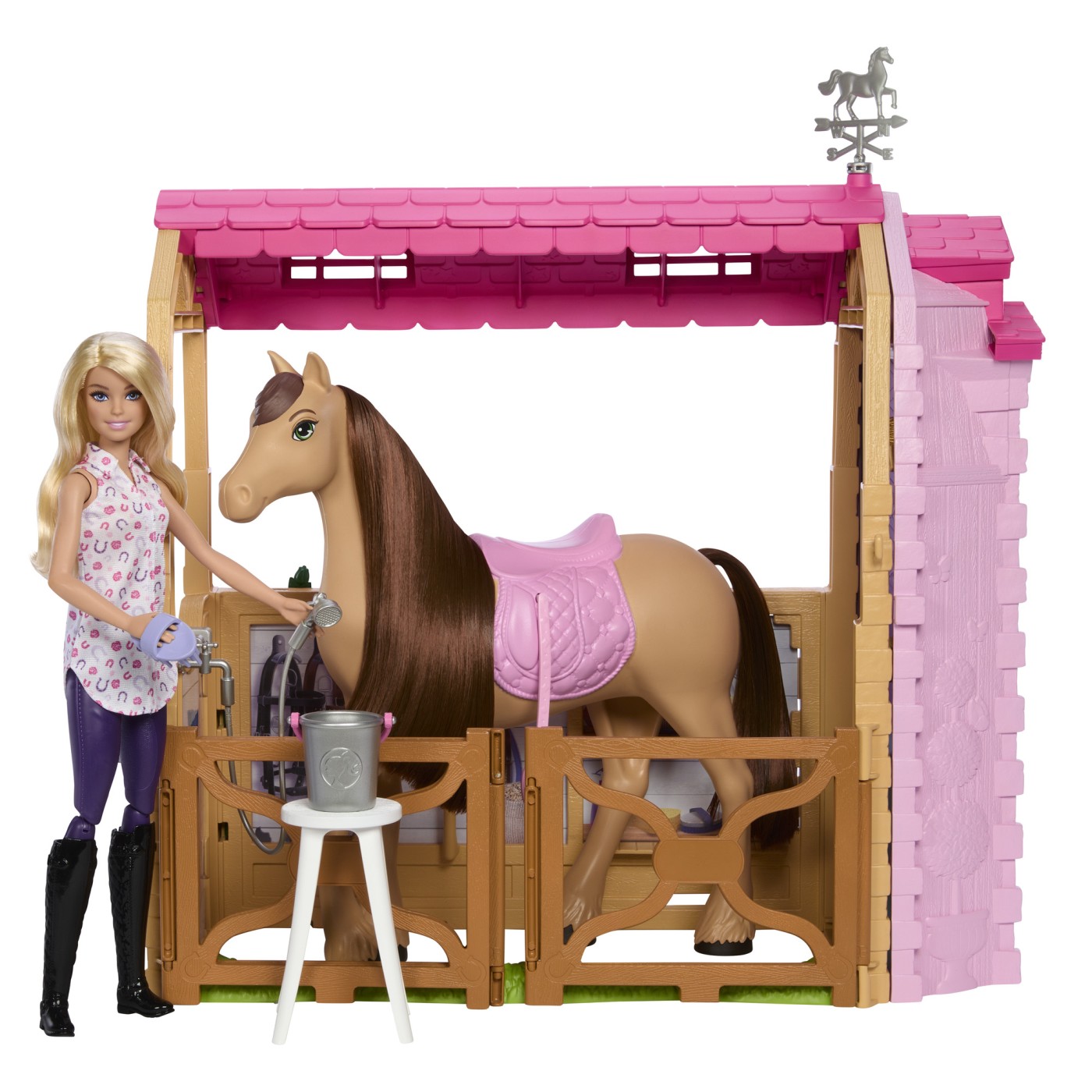 Set grajd Barbie Mysteries cu papusa, cal si 25+ accesorii