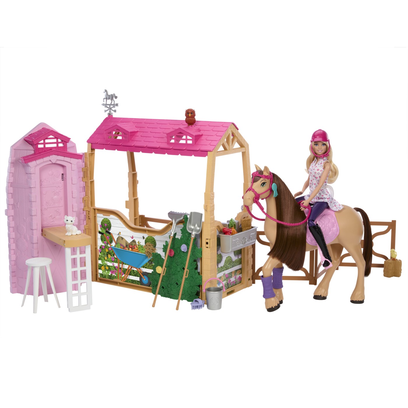 Set grajd Barbie Mysteries cu papusa, cal si 25+ accesorii