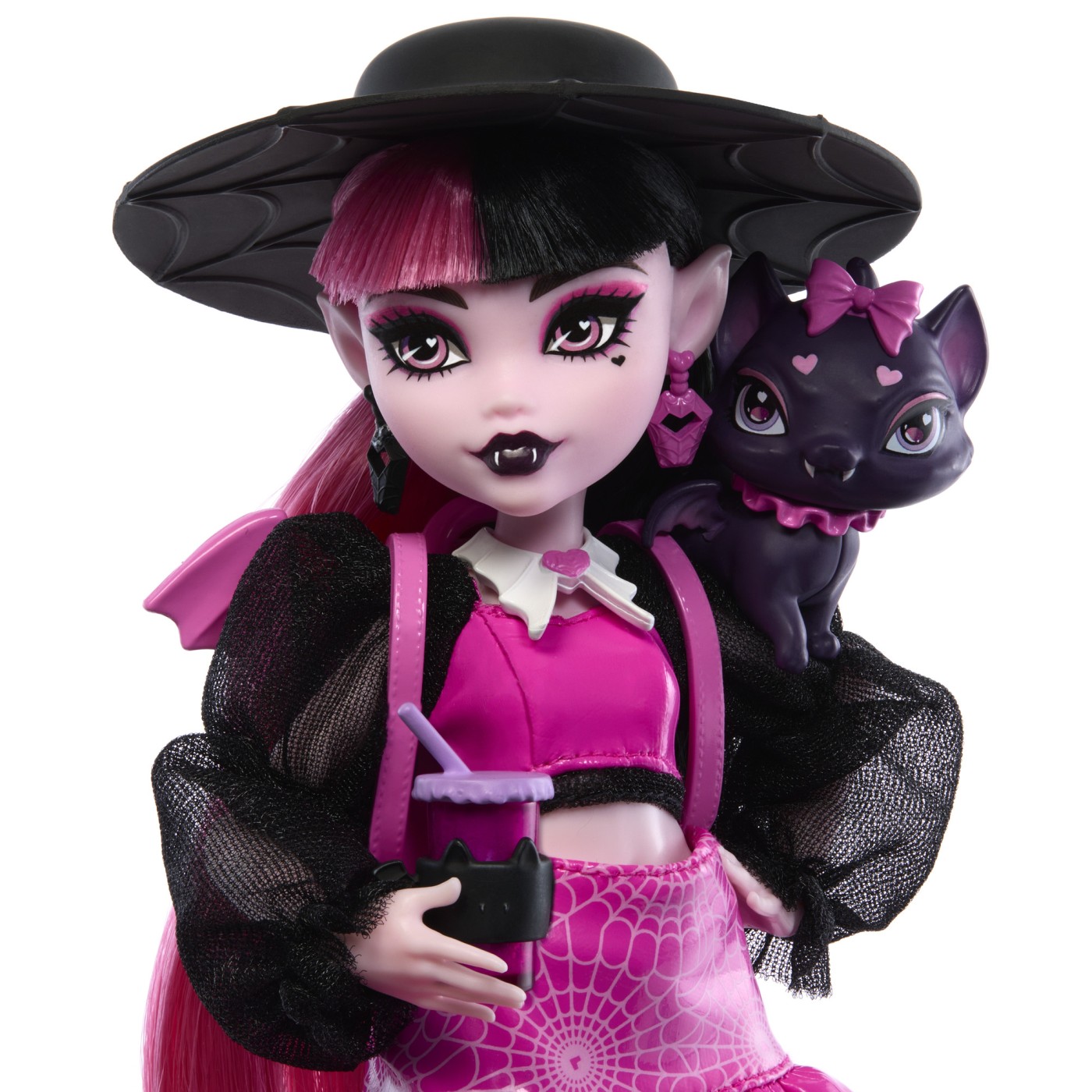 Papusa Monster High Draculaura cu animalutul Count Fabulous si accesorii