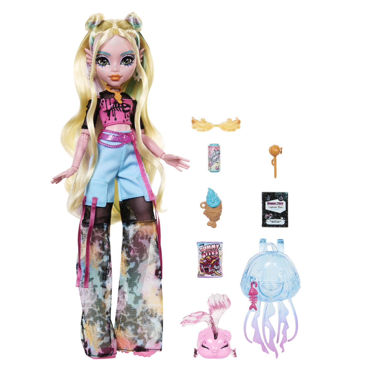 Papusa Monster High Lagoona Blue cu pestisorul Neptuna si accesorii