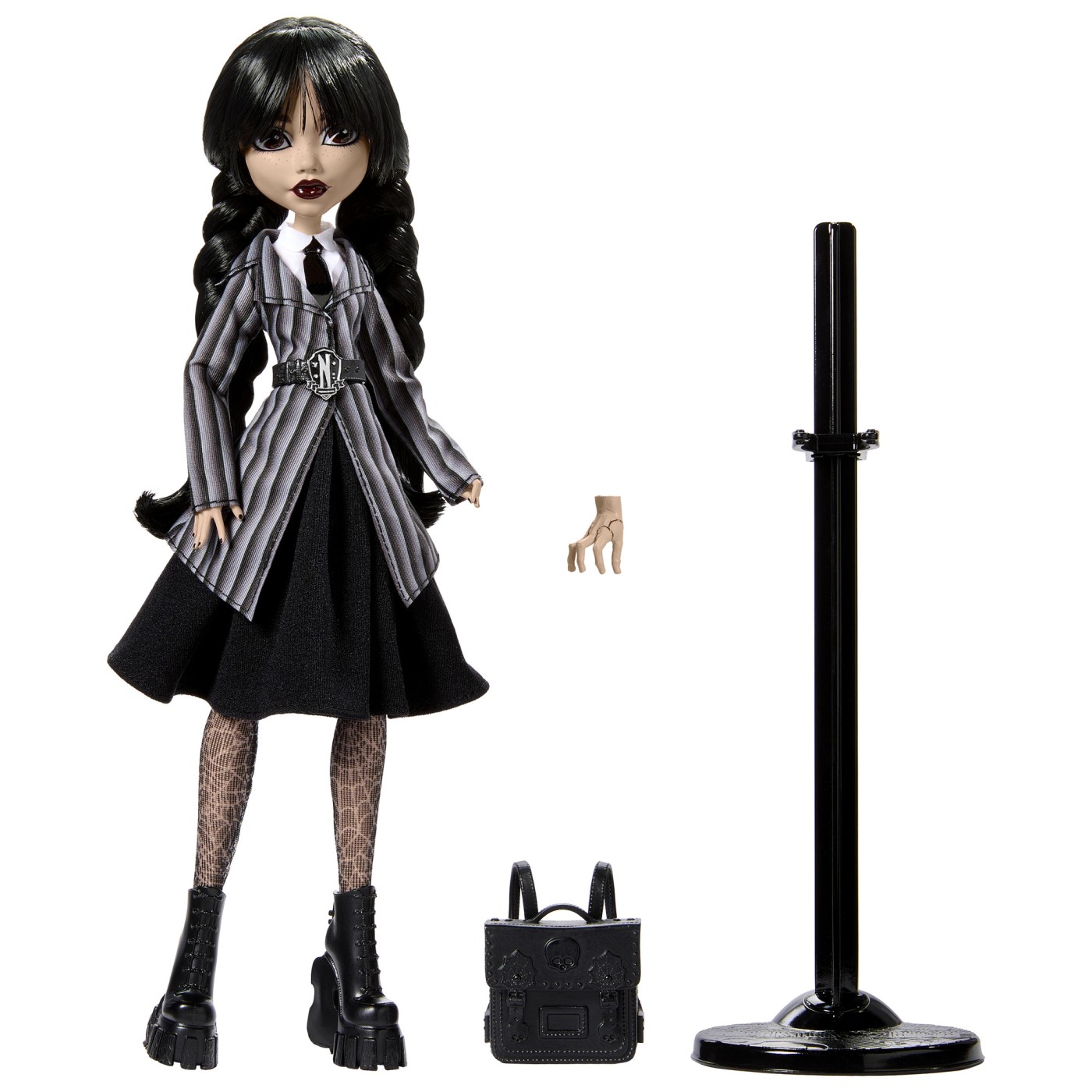 Papusa Monster High Wednesday Addams cu Thing si accesorii Mattel