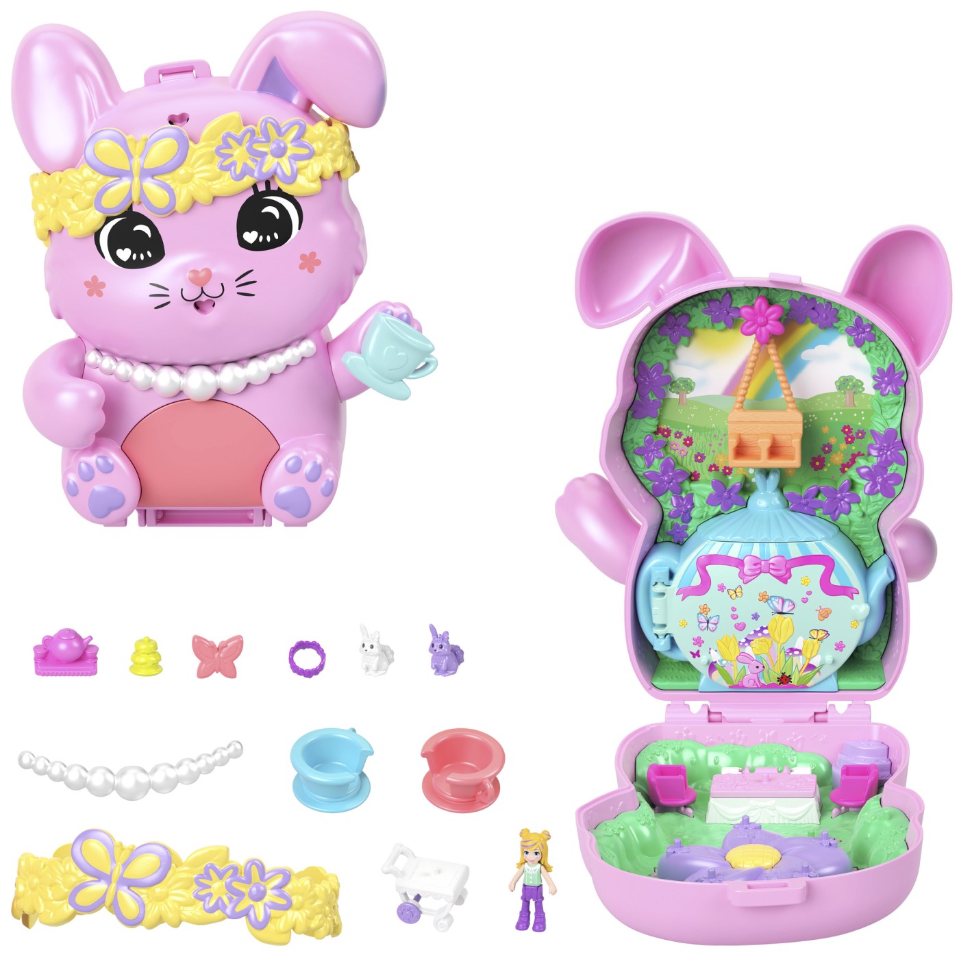 Polly Pocket gentuță animaluț iepuraș la petrecere cu accesorii