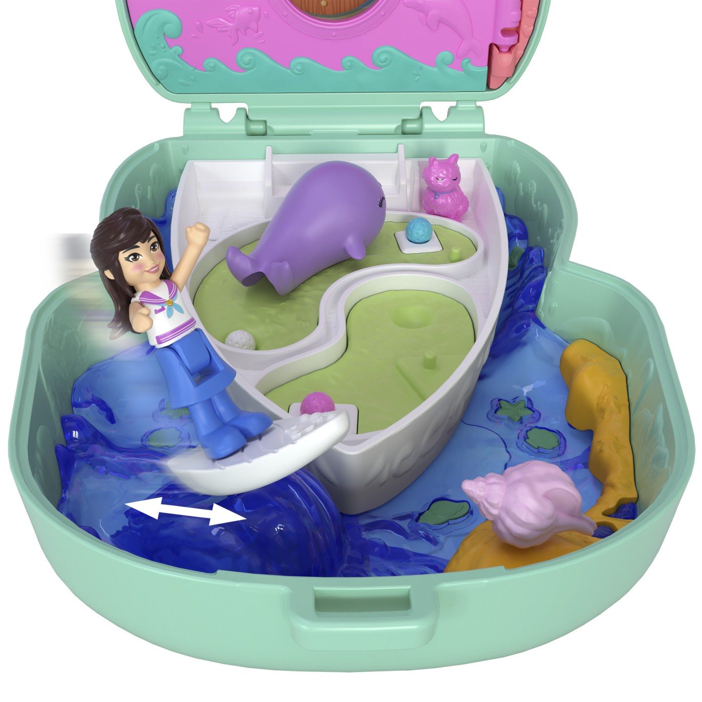 Polly Pocket gentuță pisicuță marinar cu accesorii, set de joacă portabil