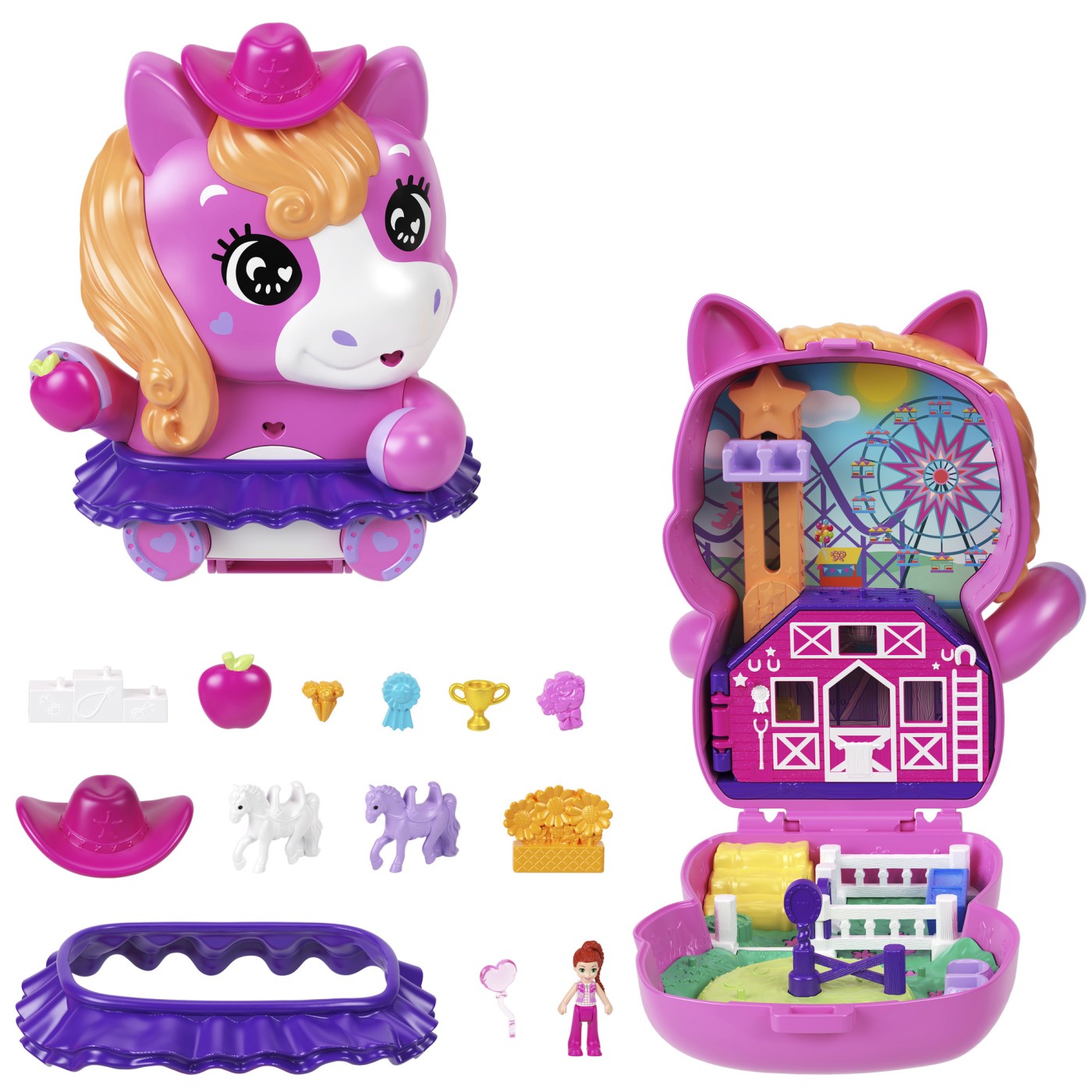 Polly Pocket gentuță ponei la rodeo cu păpușă și accesorii