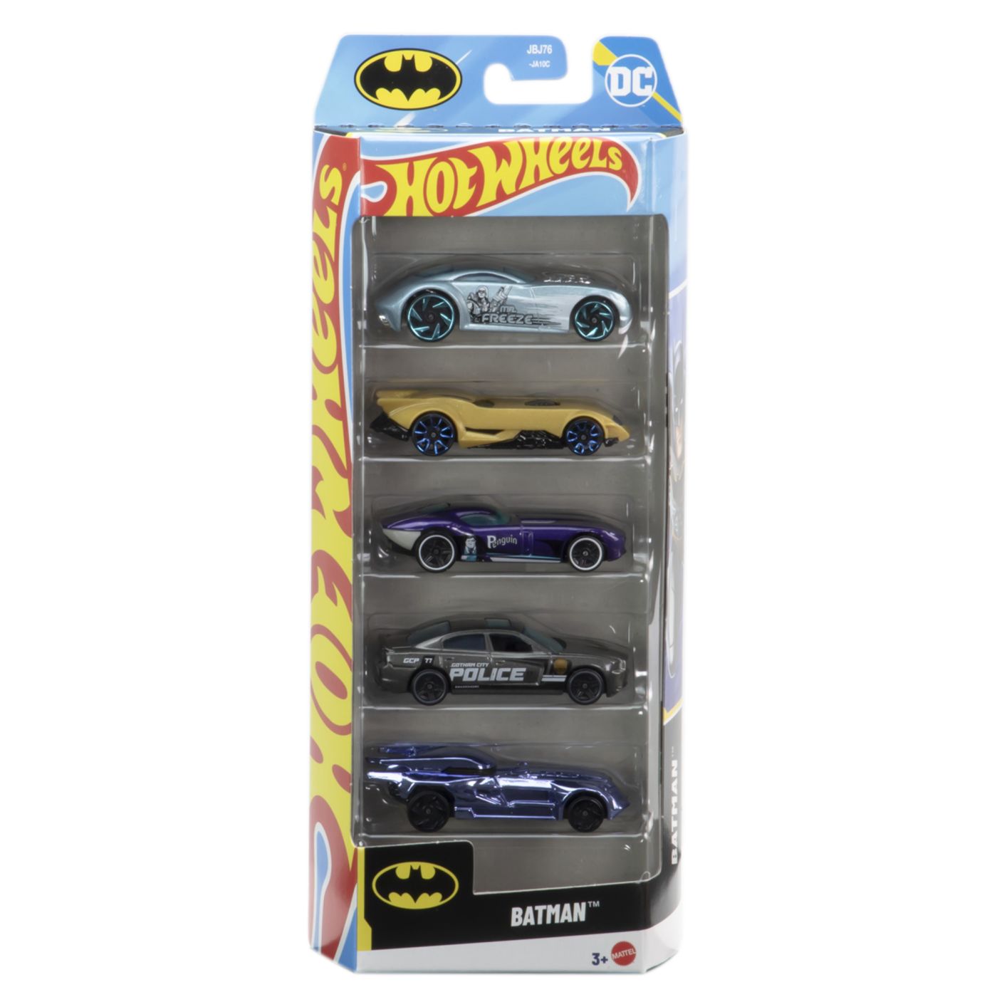 Set 5 mașinuțe Hot Wheels Batman, colecție tematică DC by Mattel