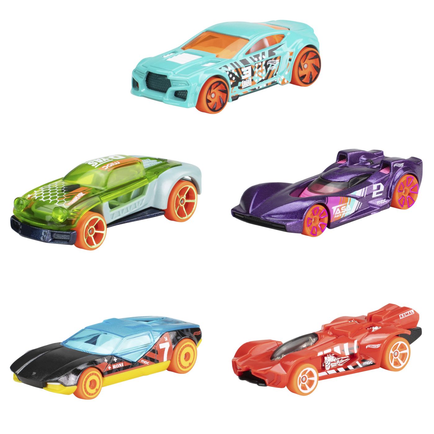 Set 5 mașinuțe Hot Wheels Stunt Tracks, multicolor, 3+ ani