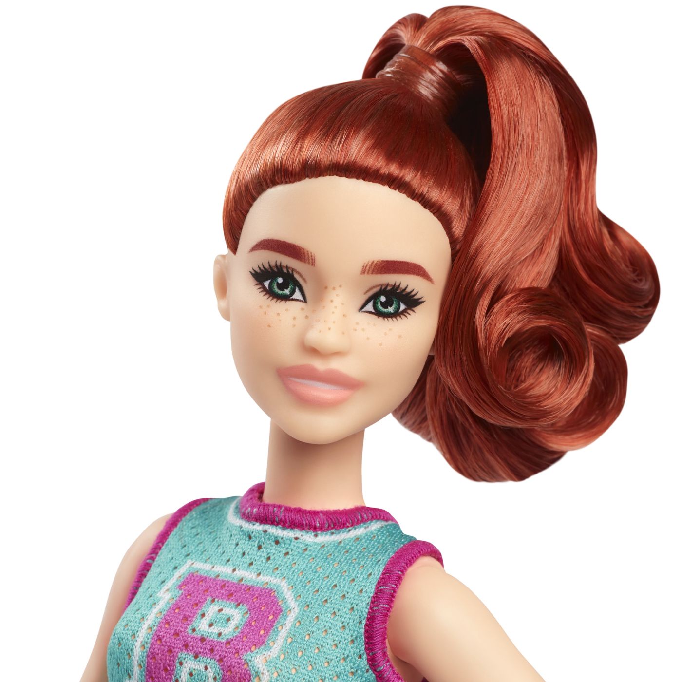 Papusa Barbie Fashionistas roscata, stil majoreta, cu tinuta colorata