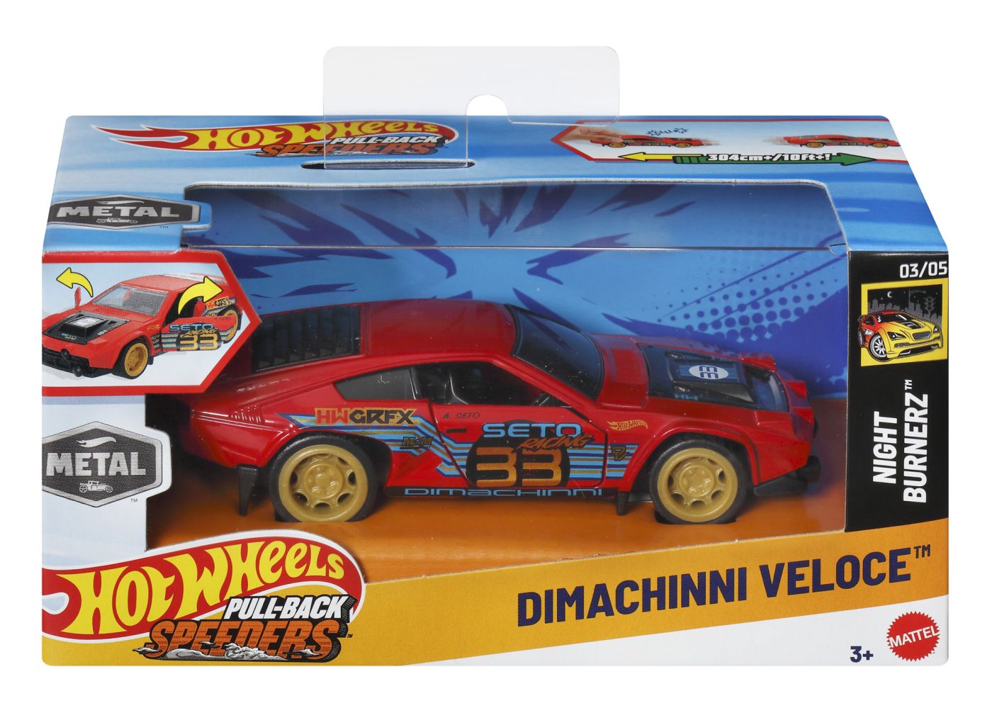 Masinuta metalica Hot Wheels Pull-Back Dimachinni Veloce 1:43