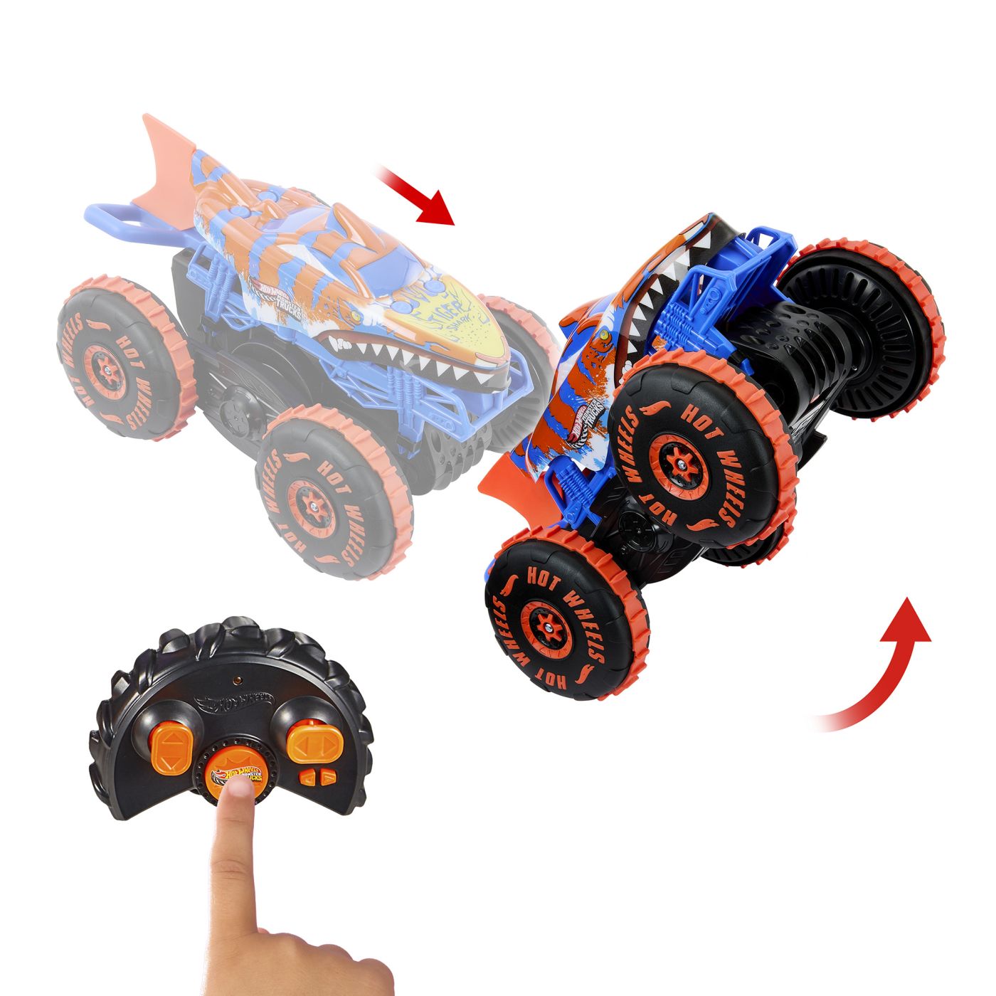 Masina cu telecomanda Hot Wheels Monster Trucks Tiger Shark Climber