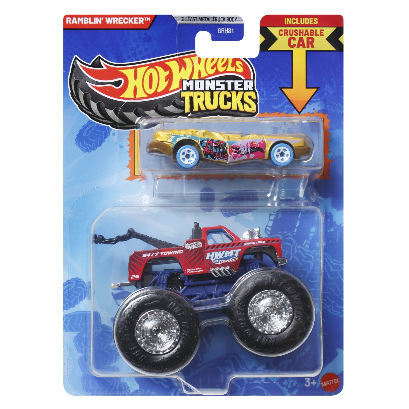 HOT WHEELS MONSTER TRUCK SI MASINUTA METALICA RAMBLIN WRECKER