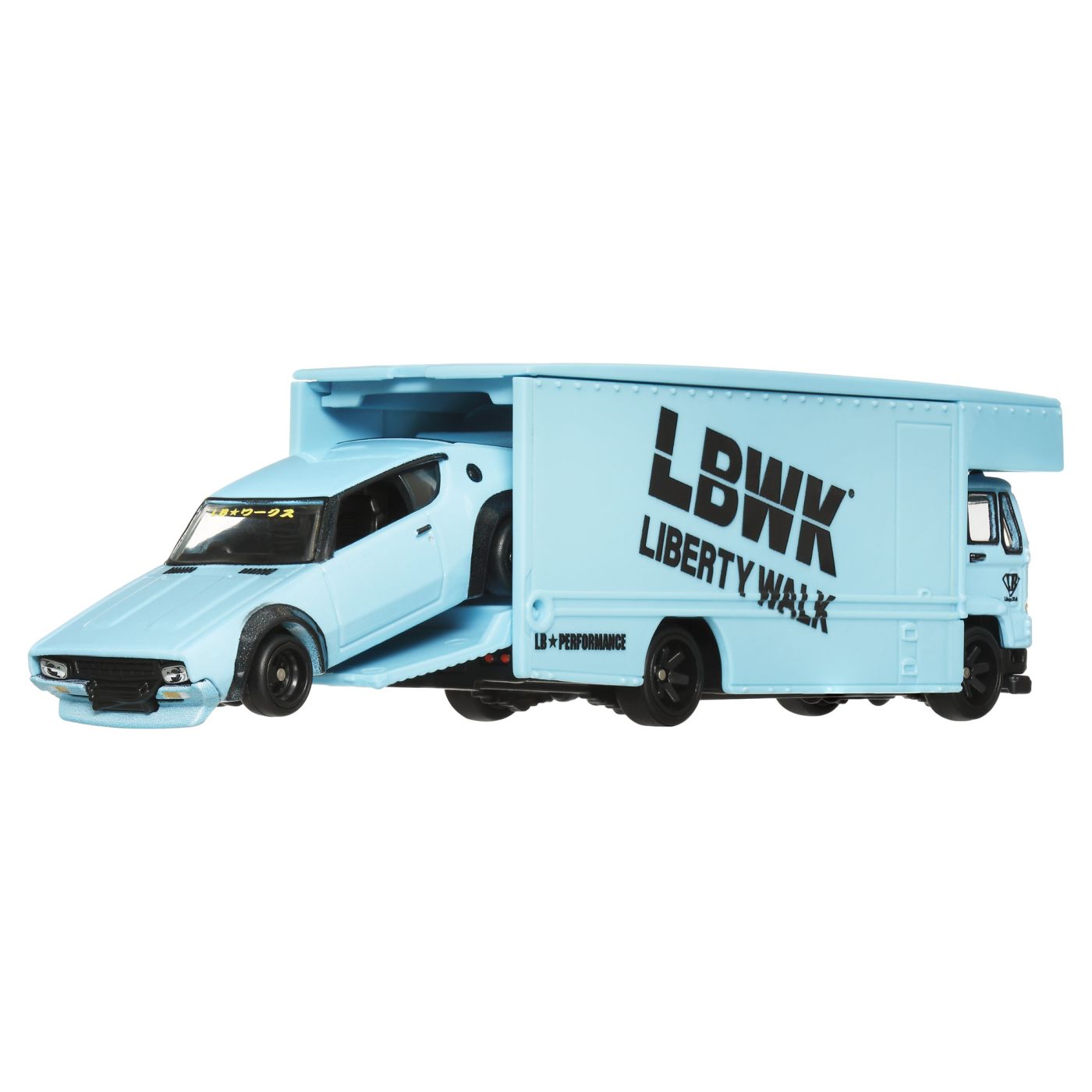 Hot Wheels Fleet Flyer cu Nissan Skyline 2000 GT-R LBWK, scara 1:64