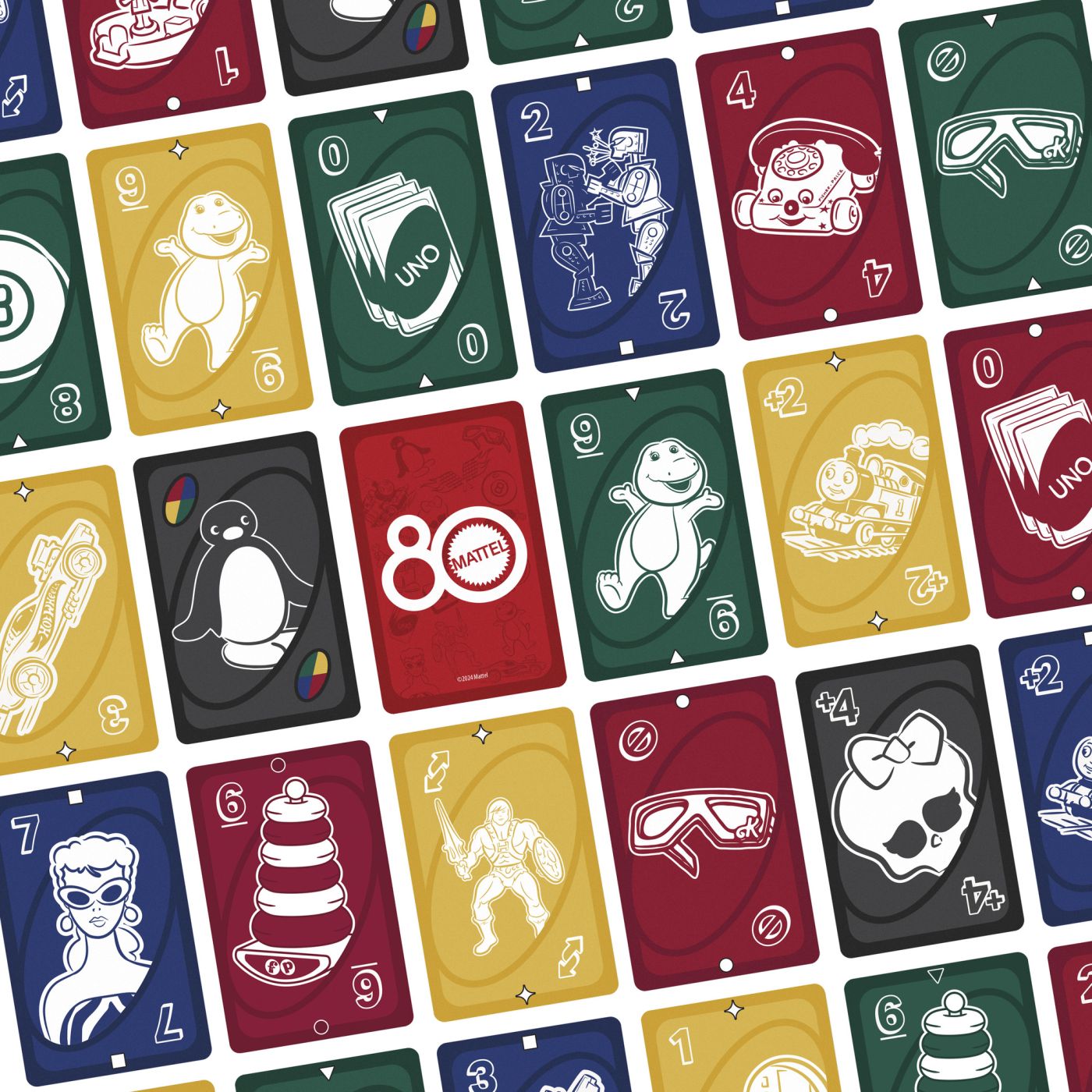 Joc de cărți UNO Aniversar 80 de ani, ediție roșu rubin Mattel