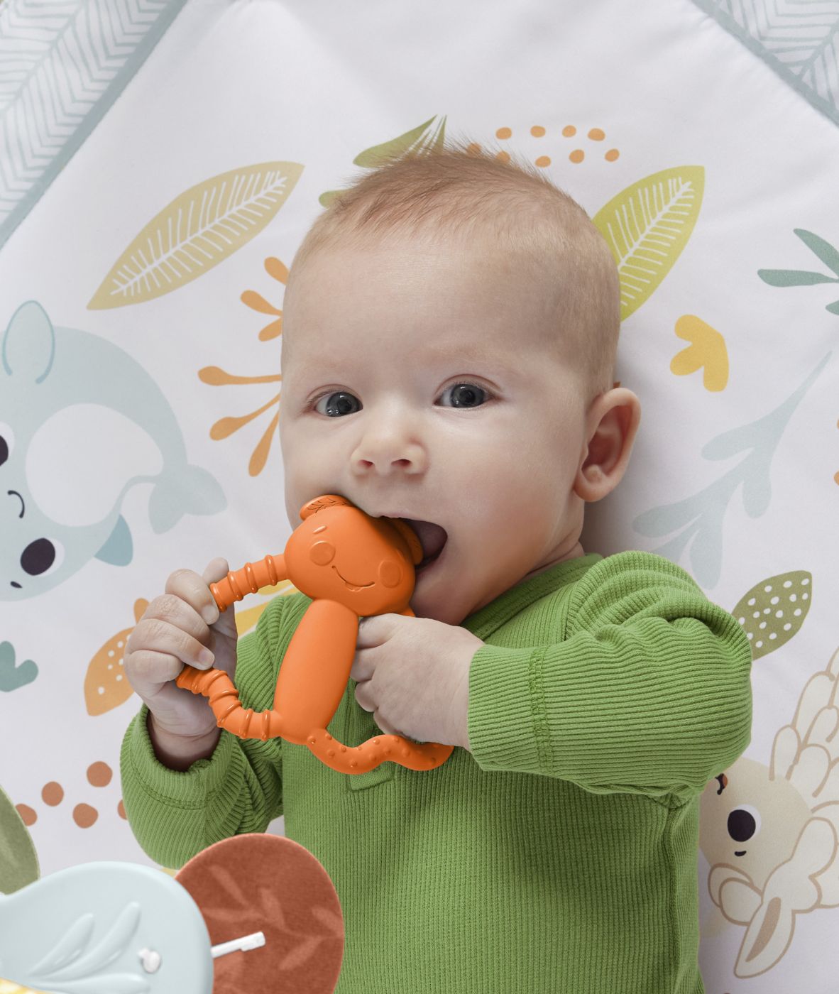 Jucărie de dentiție pentru bebeluși, gandăcel portocaliu, 3 luni+