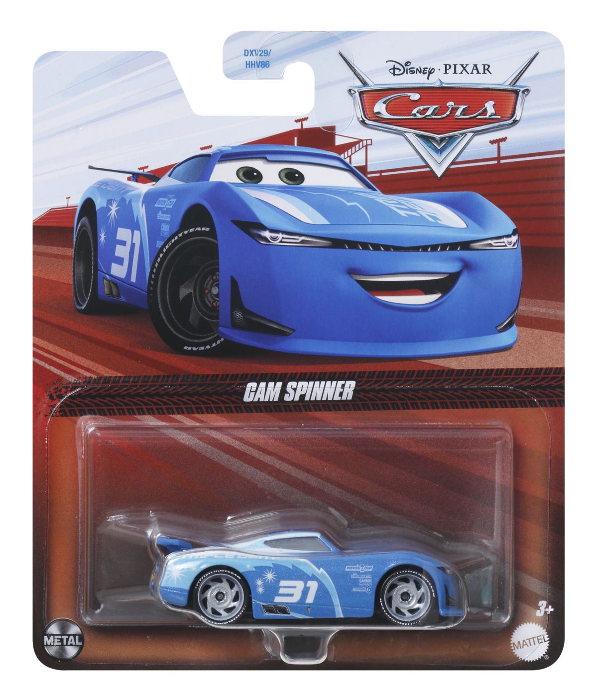 Masinuta metalica Cars 3 Cam Spinner, scara 1:55, Mattel