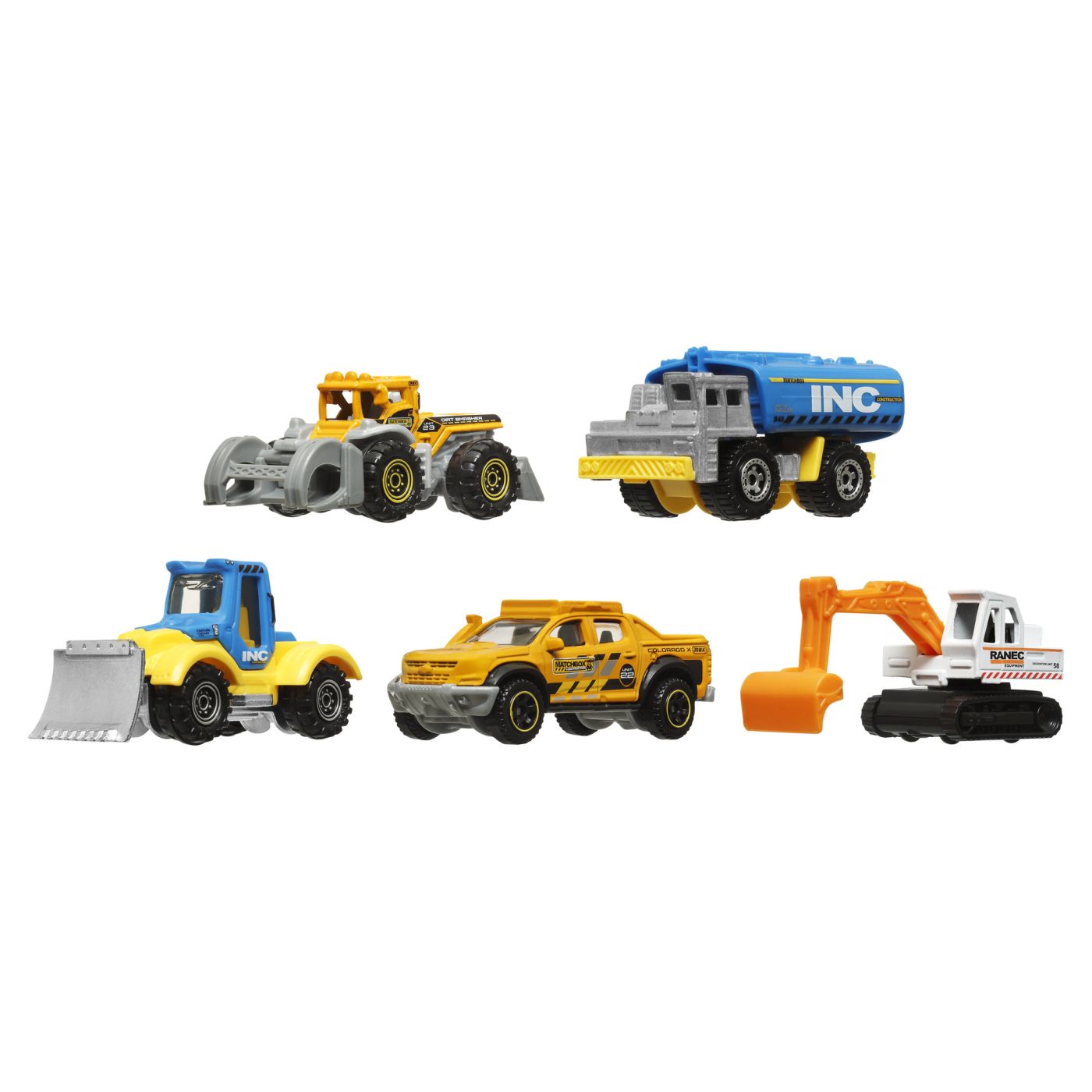 Set 5 mașinuțe metalice Matchbox MBX Construction VII, scara 1:64