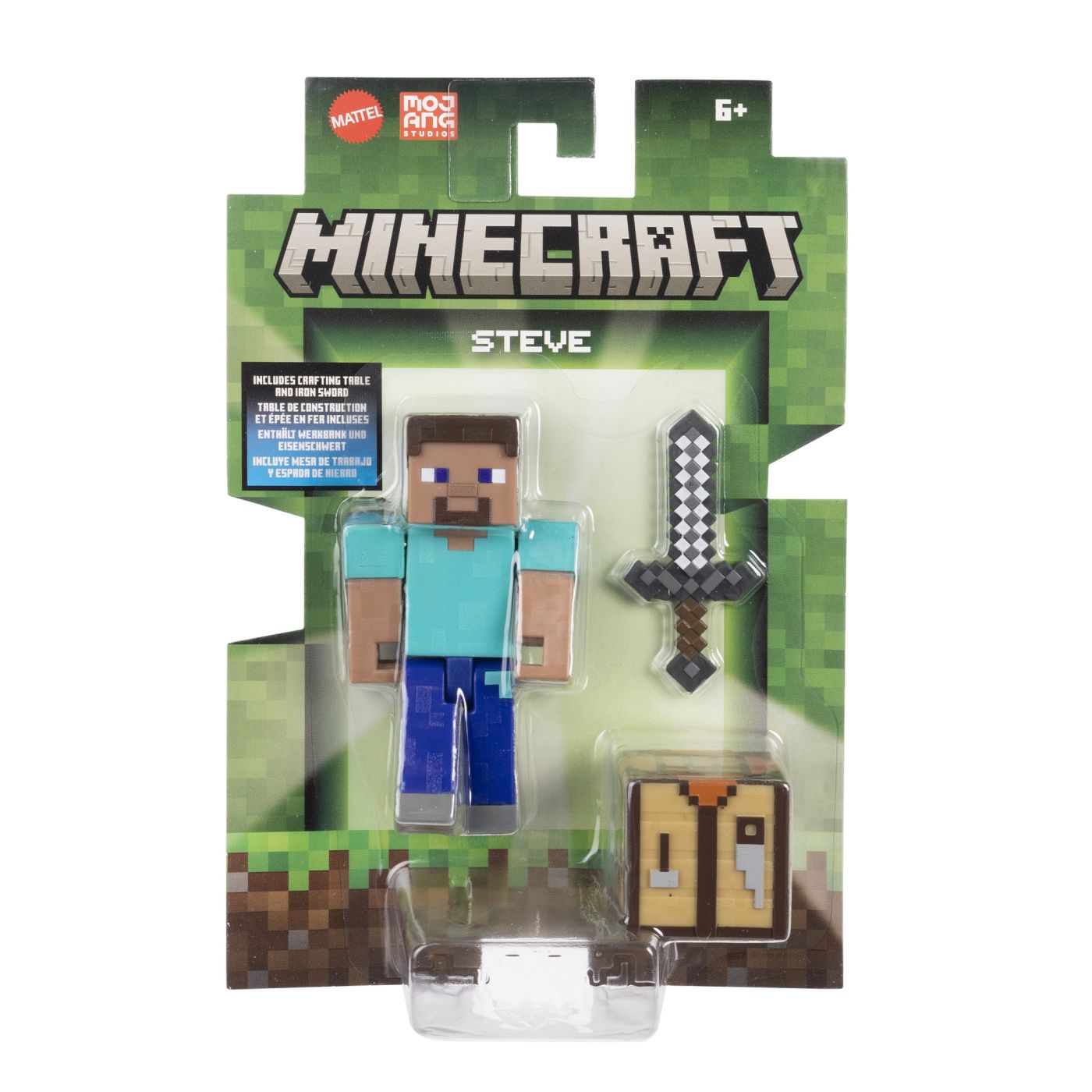 Figurina Minecraft Steve 8 cm articulata cu accesorii, Mattel