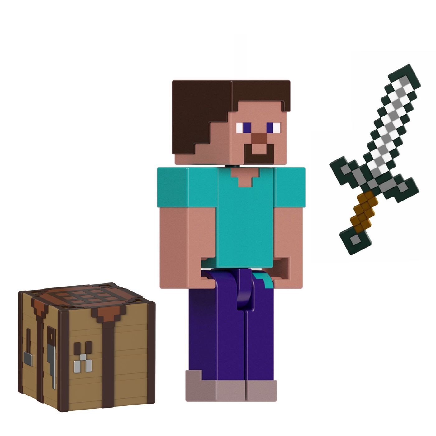 Figurina Minecraft Steve 8 cm articulata cu accesorii, Mattel