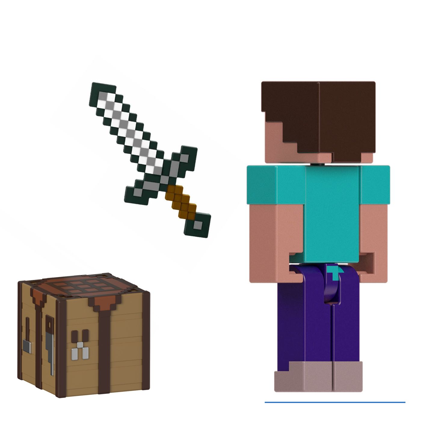 Figurina Minecraft Steve 8 cm articulata cu accesorii, Mattel