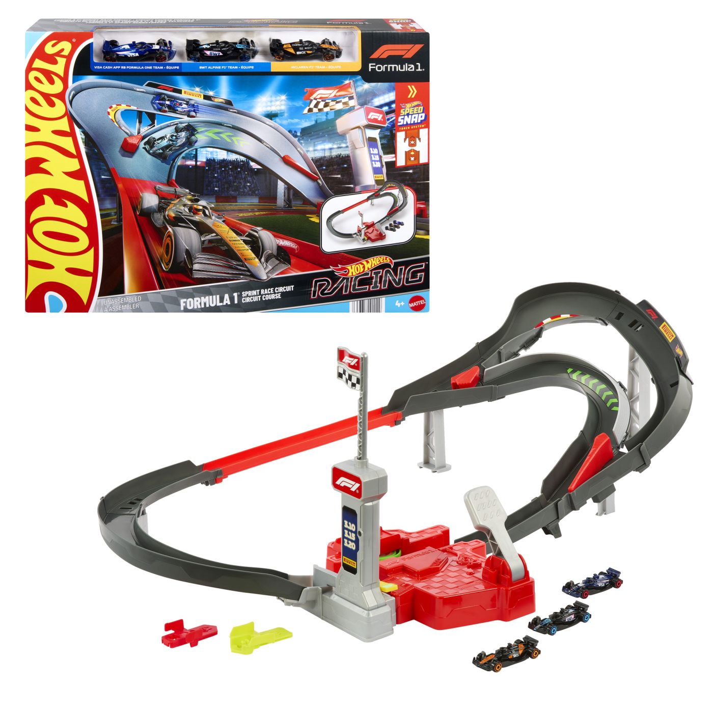 Circuit de curse Hot Wheels Formula 1 cu 3 masinute incluse