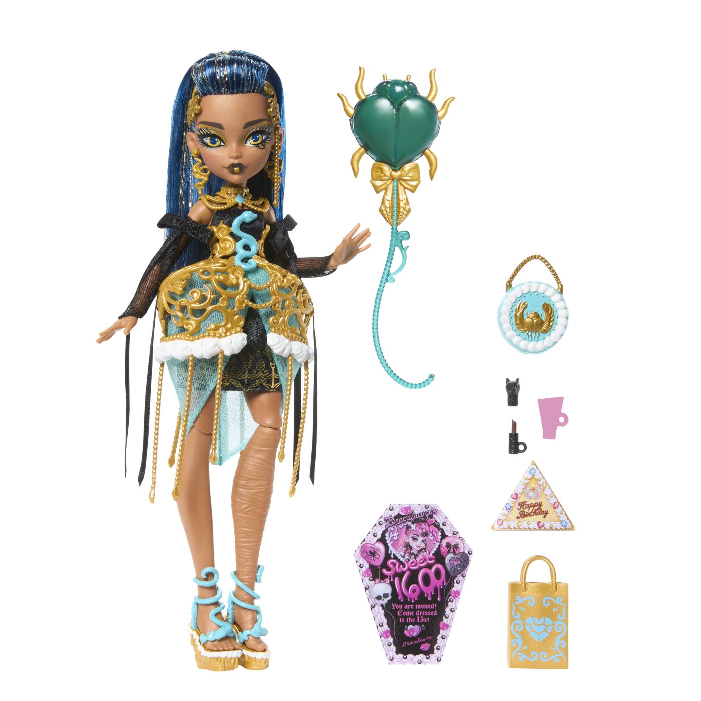 Păpușă Monster High Cleo De Nile Ziua de Naștere cu accesorii