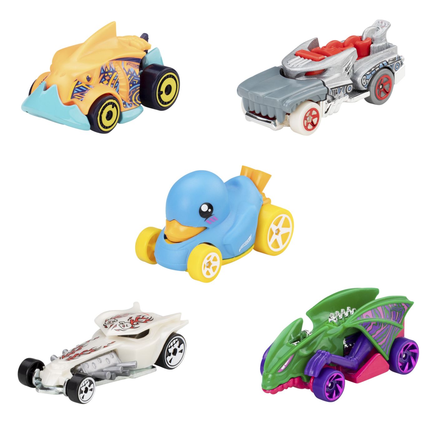 Set 5 mașinuțe Hot Wheels Street Beasts, multicolor, 3+ ani
