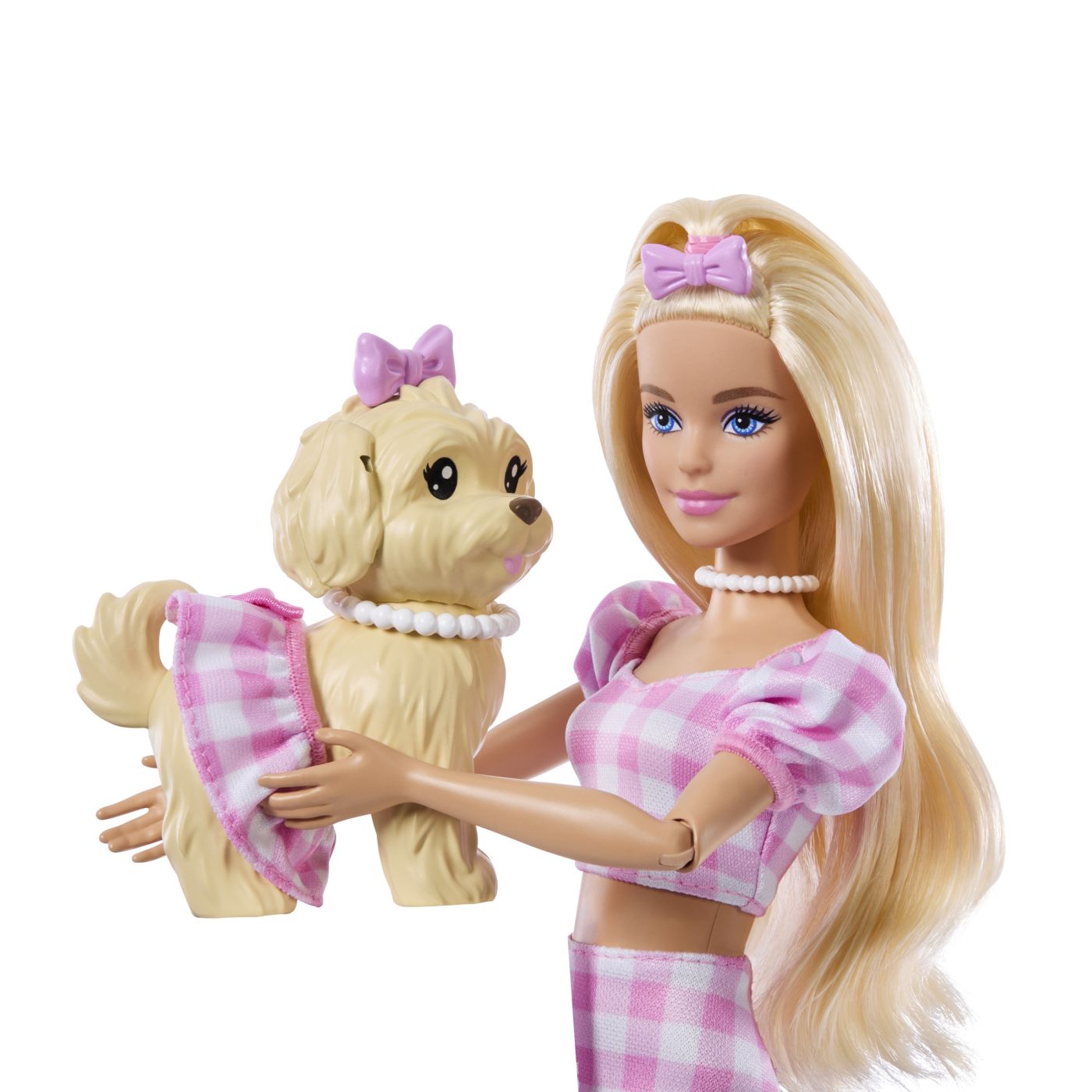 Papusa Barbie blonda cu catel si accesorii Twinning Looks Mattel