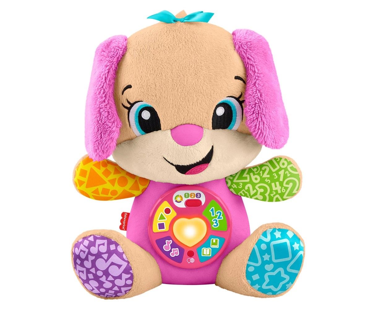 Cățelușa interactivă Fisher-Price Râde și Învață cu urechi roz