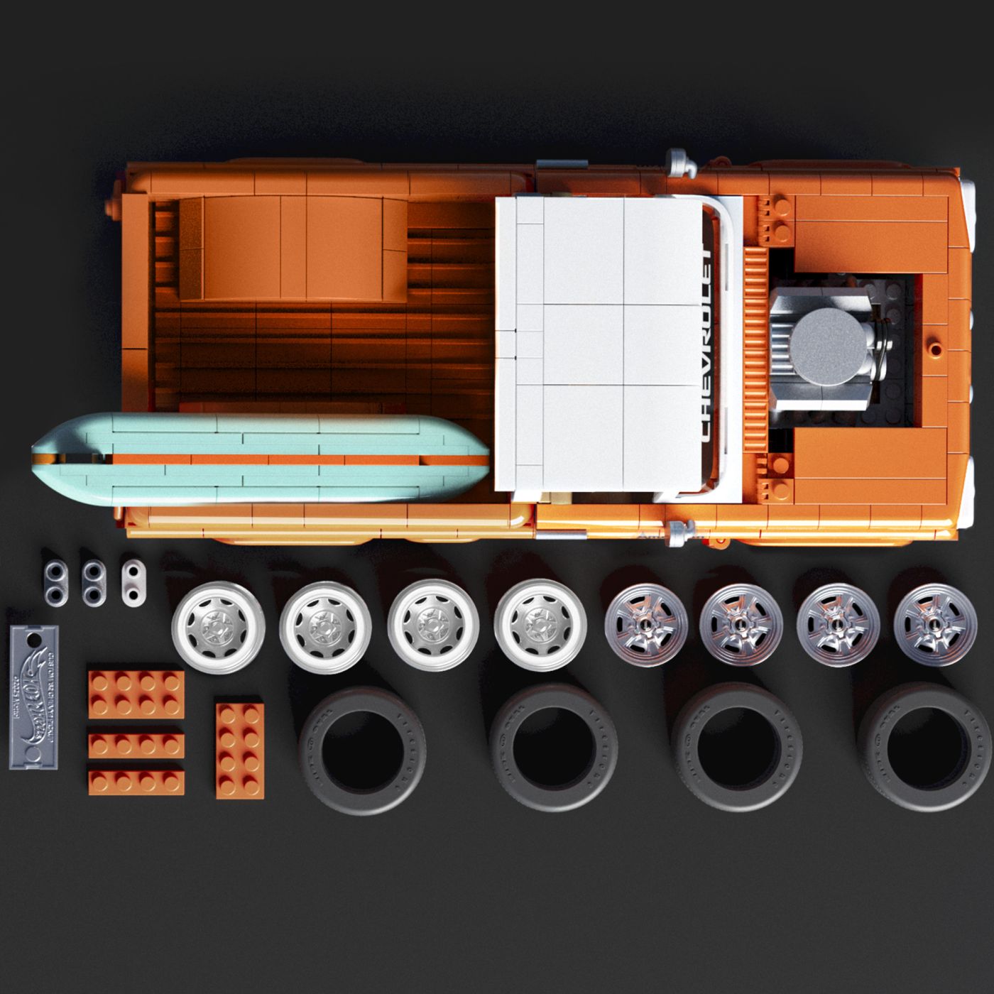 Set de construcție Hot Wheels Elite Chevrolet Custom 1962, 858 piese