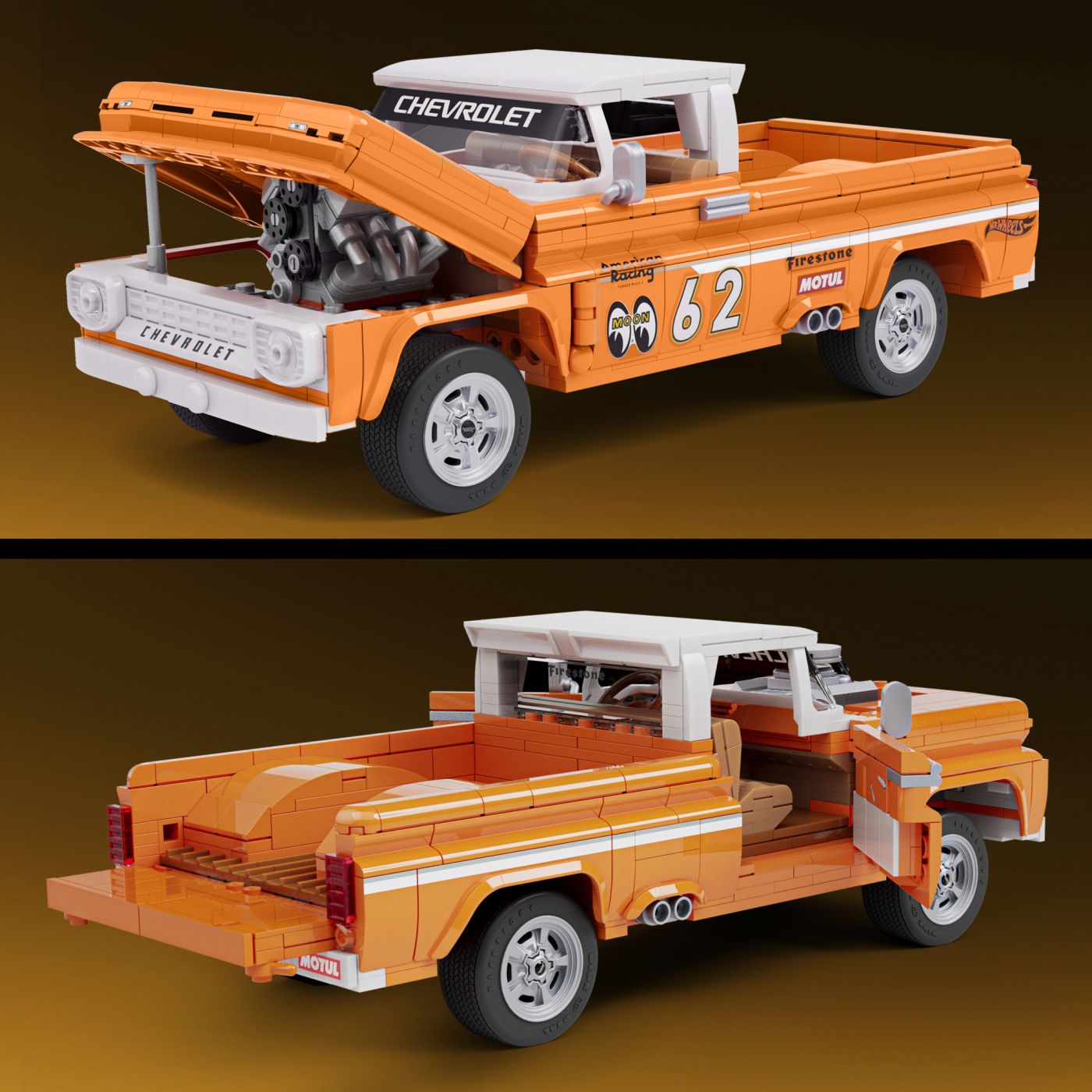 Set de construcție Hot Wheels Elite Chevrolet Custom 1962, 858 piese