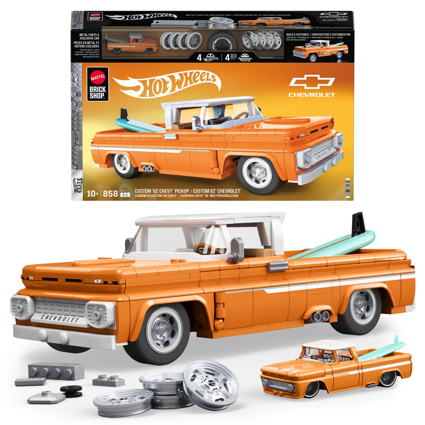 Set de construcție Hot Wheels Elite Chevrolet Custom 1962, 858 piese
