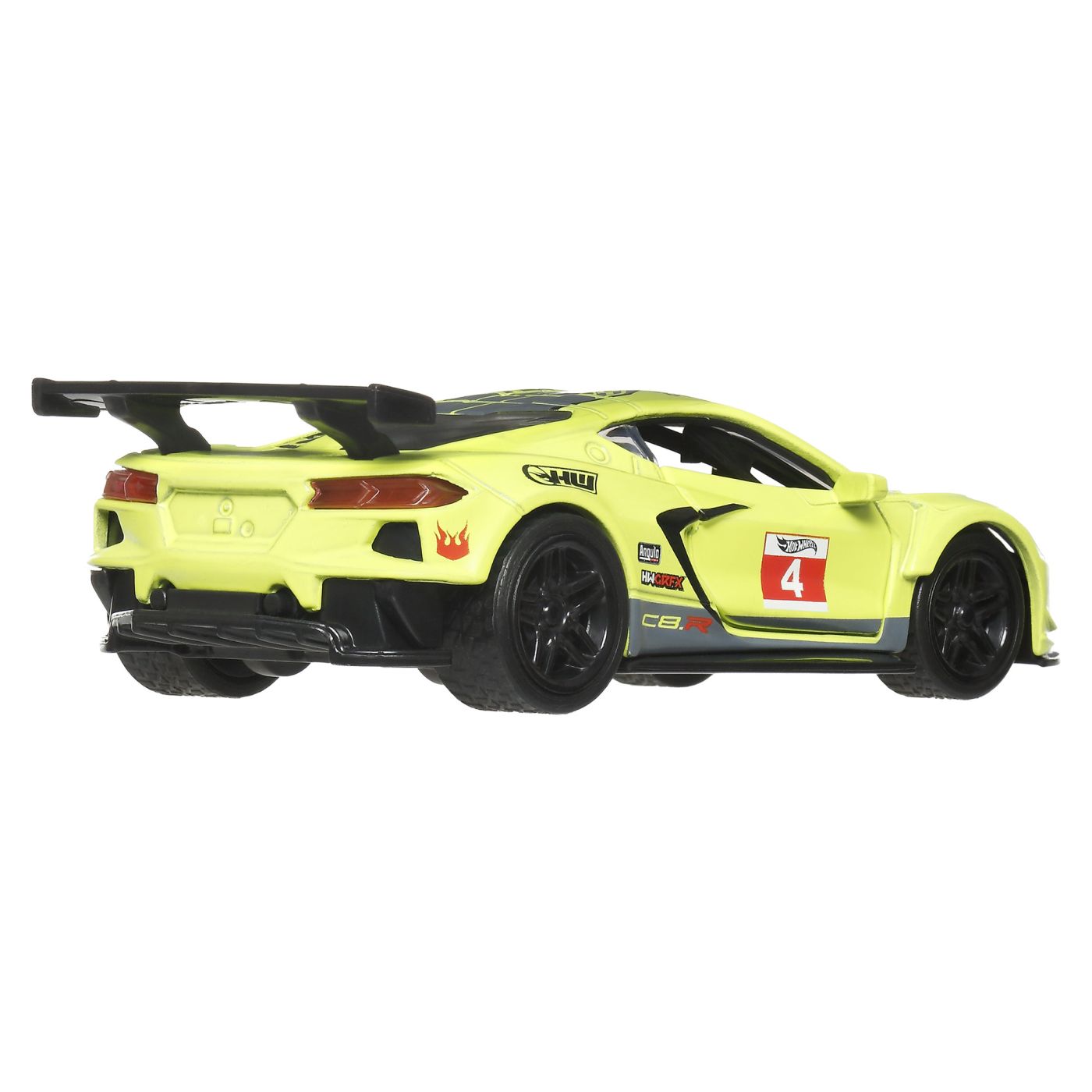Masinuta Hot Wheels Corvette C8.R din metal cu pull-back, scara 1:43
